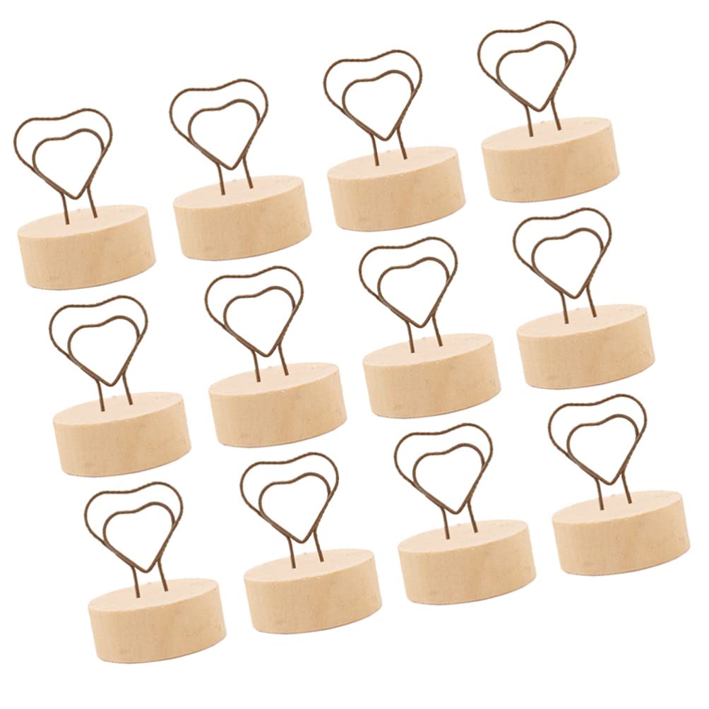PRETYZOOM 12 Pcs Rustic Wood Wedding Table Number Holders - Bamboo Menu Stands, Card Holders & Memo Clips for Wedding Decor, Office Organization & Home Display