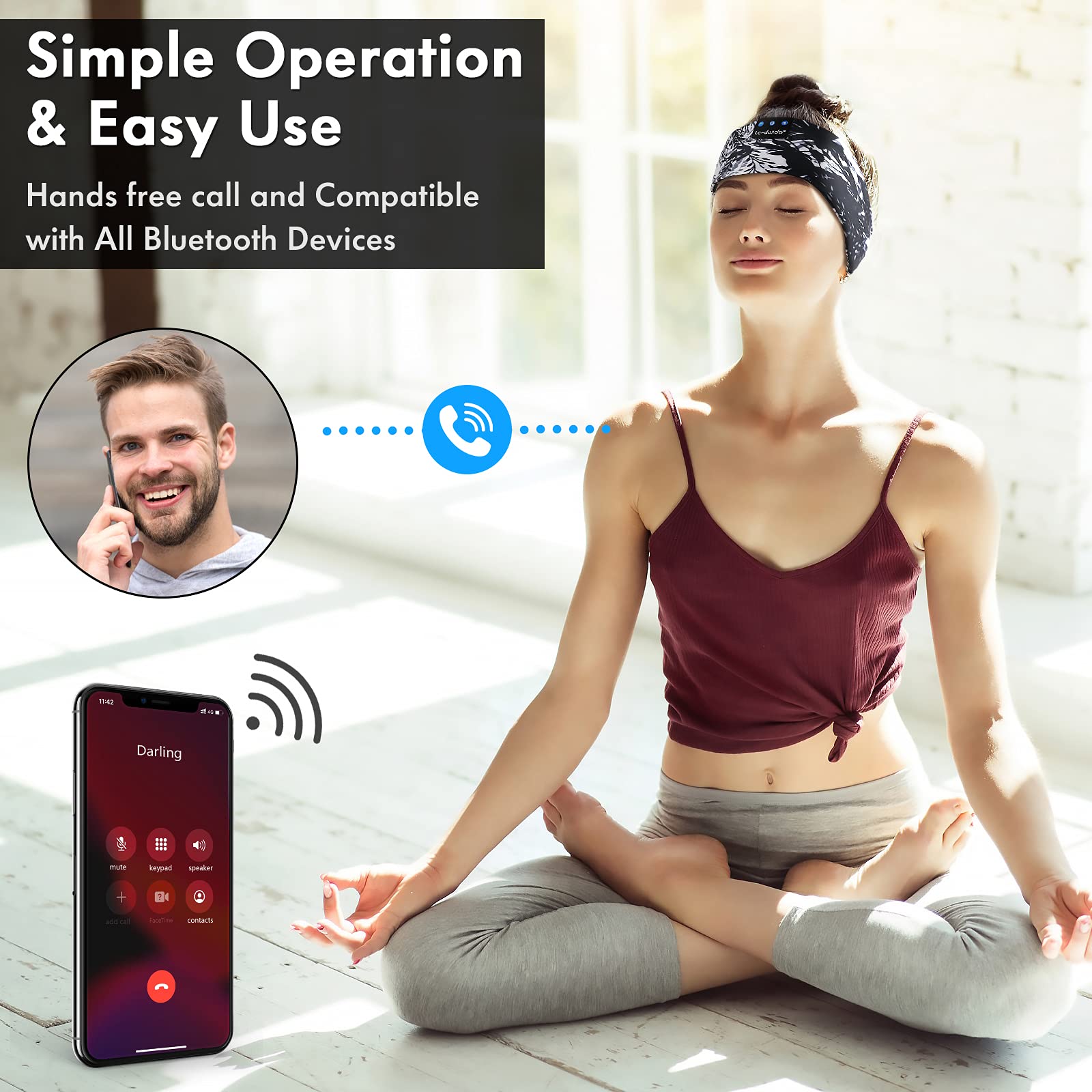 LC-dolida Bluetooth Sleep Mask with Built-in Headphones - Wireless Sleep Headband for Side Sleepers, Travel & Sports - Perfect Gift for Insomnia Relief & Relaxation (Great for Airplanes, Yoga & Meditation)
