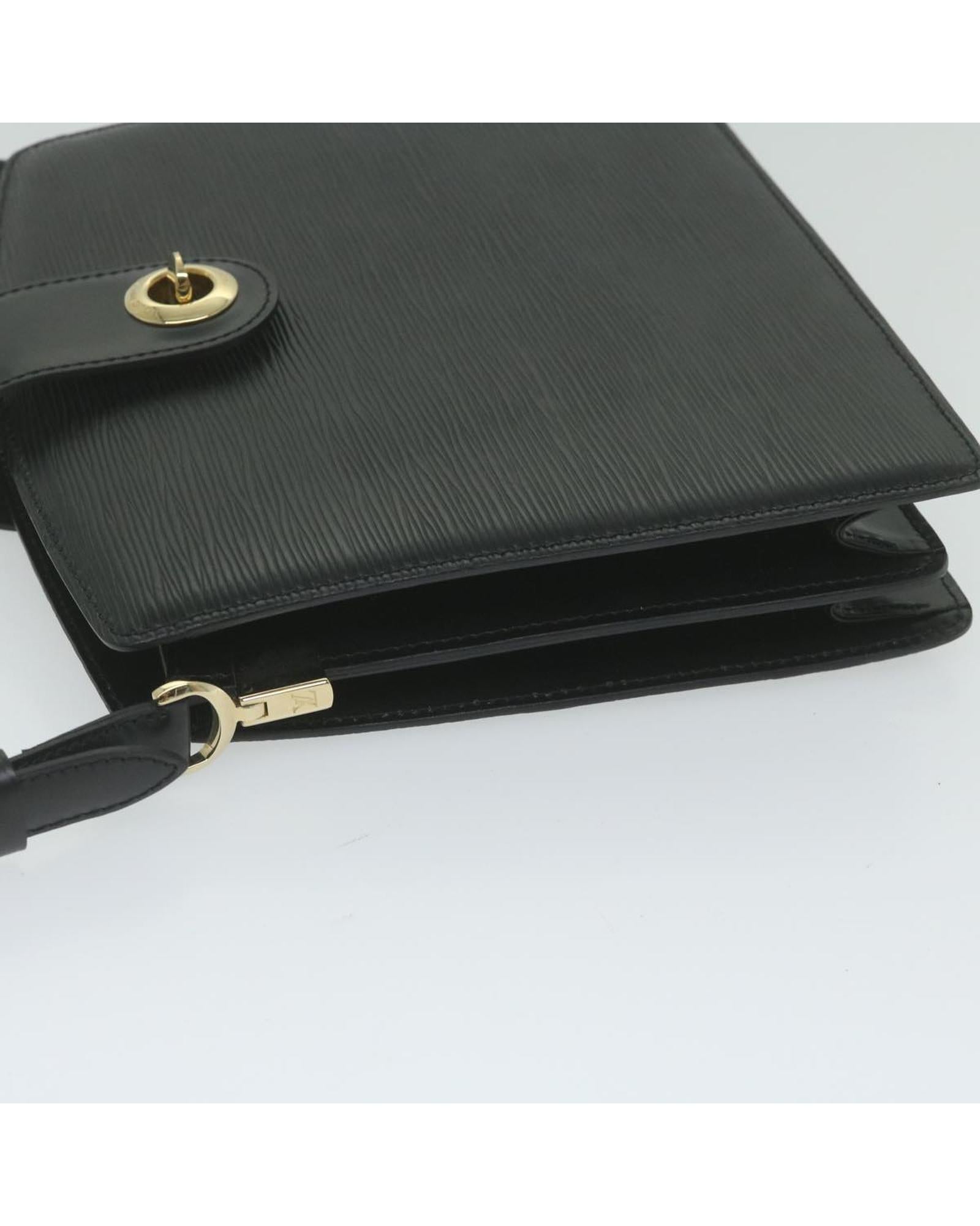 Black Epi Leather Shoulder Bag with Adjustable Strap & Silver Hardware - Perfect for Work, Travel & Everyday Use