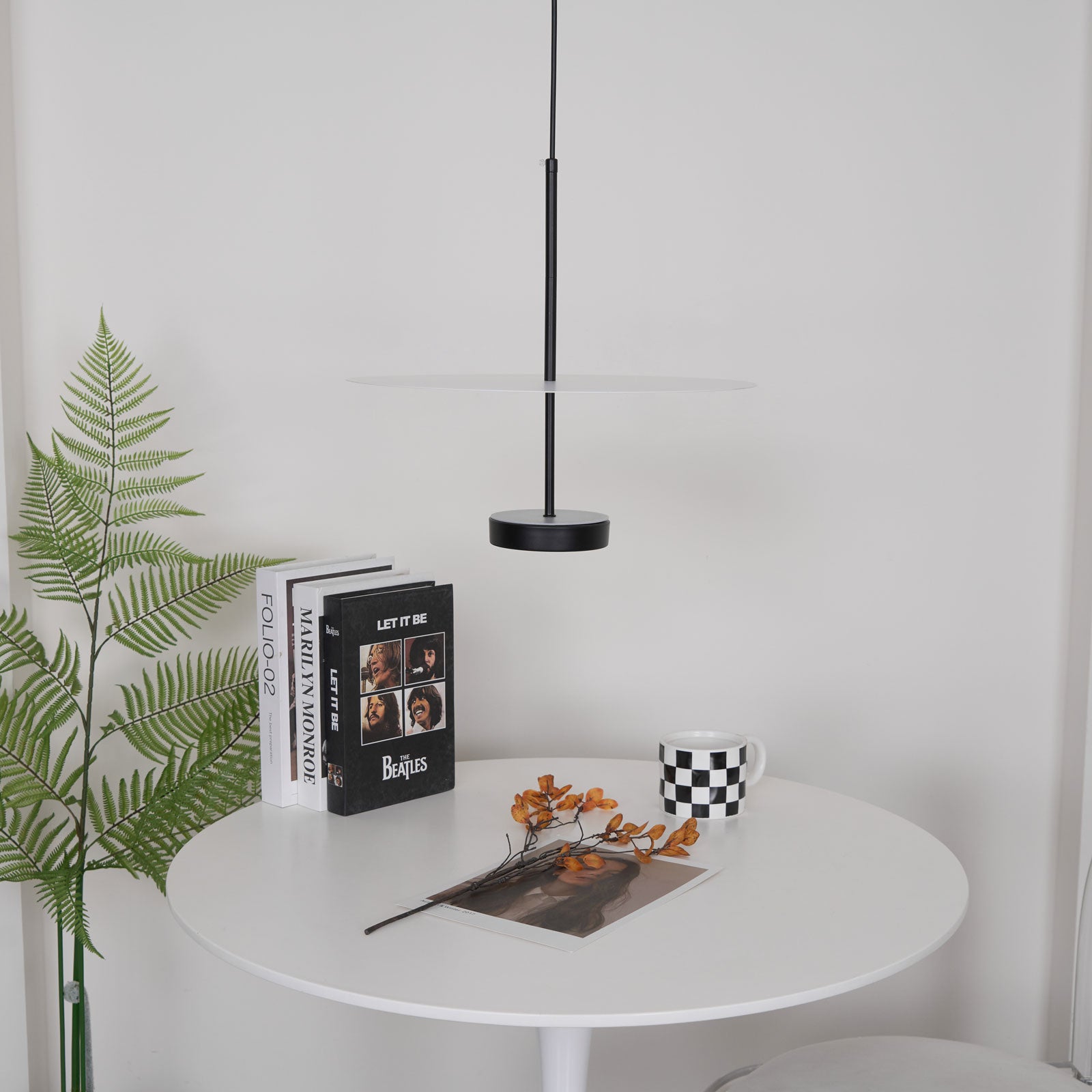 Modern Flat Pendant Light Fixture - Sleek Minimalist Ceiling Lamp for Kitchen Island, Dining Room & Bedroom Lighting - Energy Efficient LED Hanging Light with Adjustable Cord