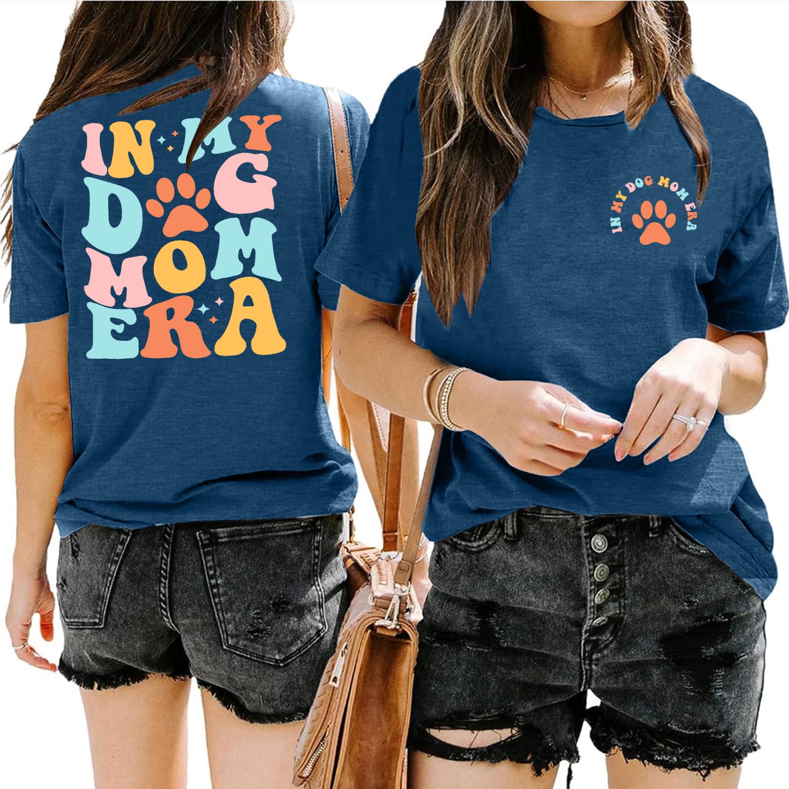 LHBNK Dog Mom Shirt for Women - Cute 'In My Dog Mom Era' T-Shirt with Paw Print Design | Perfect Dog Lover Gift & Casual Summer Top | Great for Dog Parks, Walks & Pet-Friendly Outings