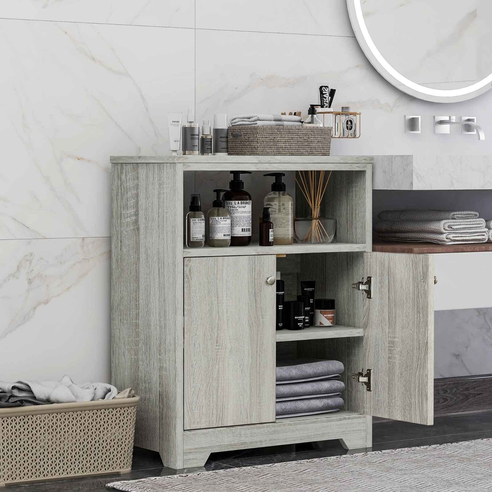 FRITHJILL Bathroom Cabinet - Multifunctional Floor Storage Cabinet with Adjustable Shelves for Bathroom, Kitchen & Living Room - Perfect for Organizing Towels, Toiletries & Household Items