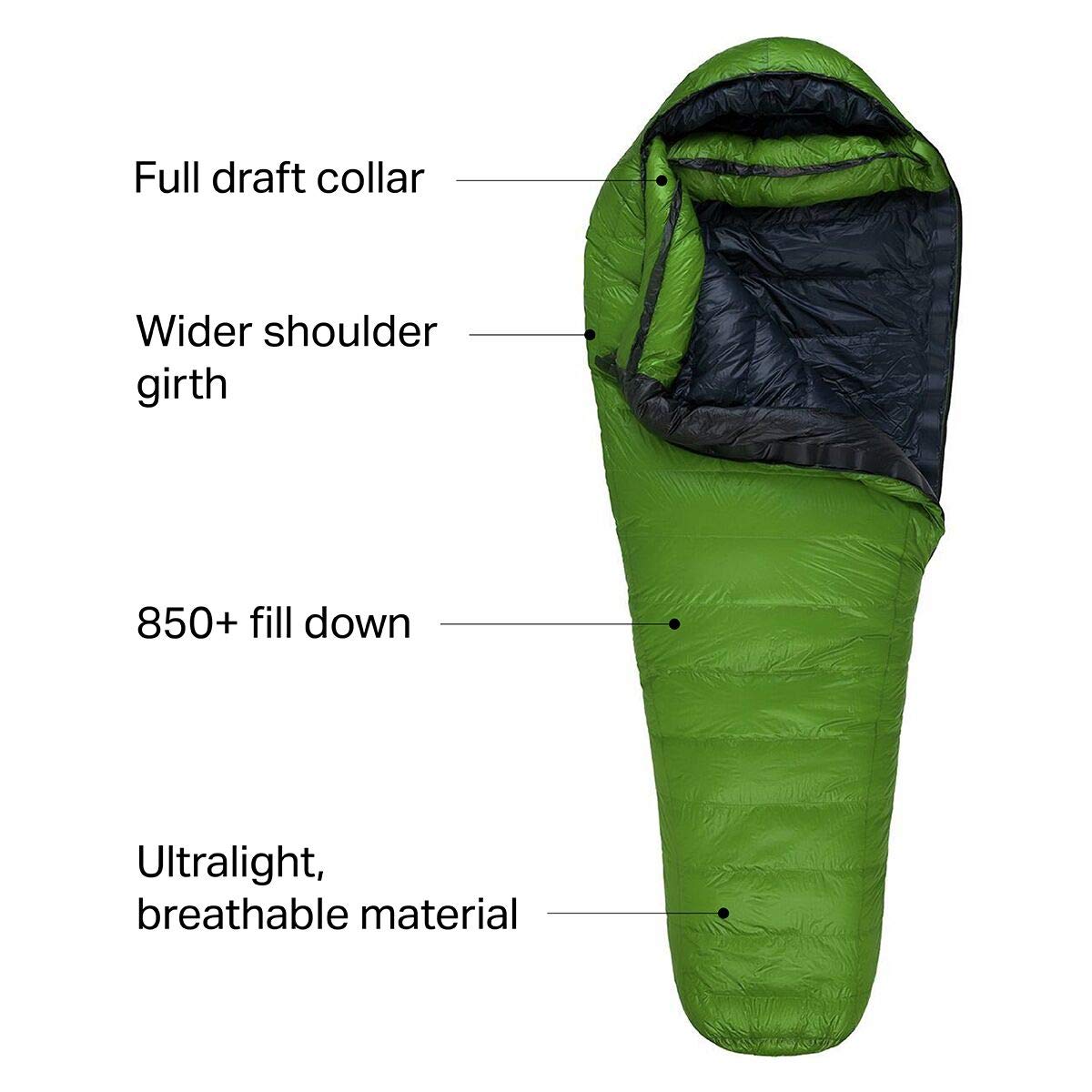 Western Mountaineering 10°F Versalite Ultralight Sleeping Bag - Moss Green, 6FT, Right Zip - Perfect for Backpacking, Camping & Cold Weather Adventures