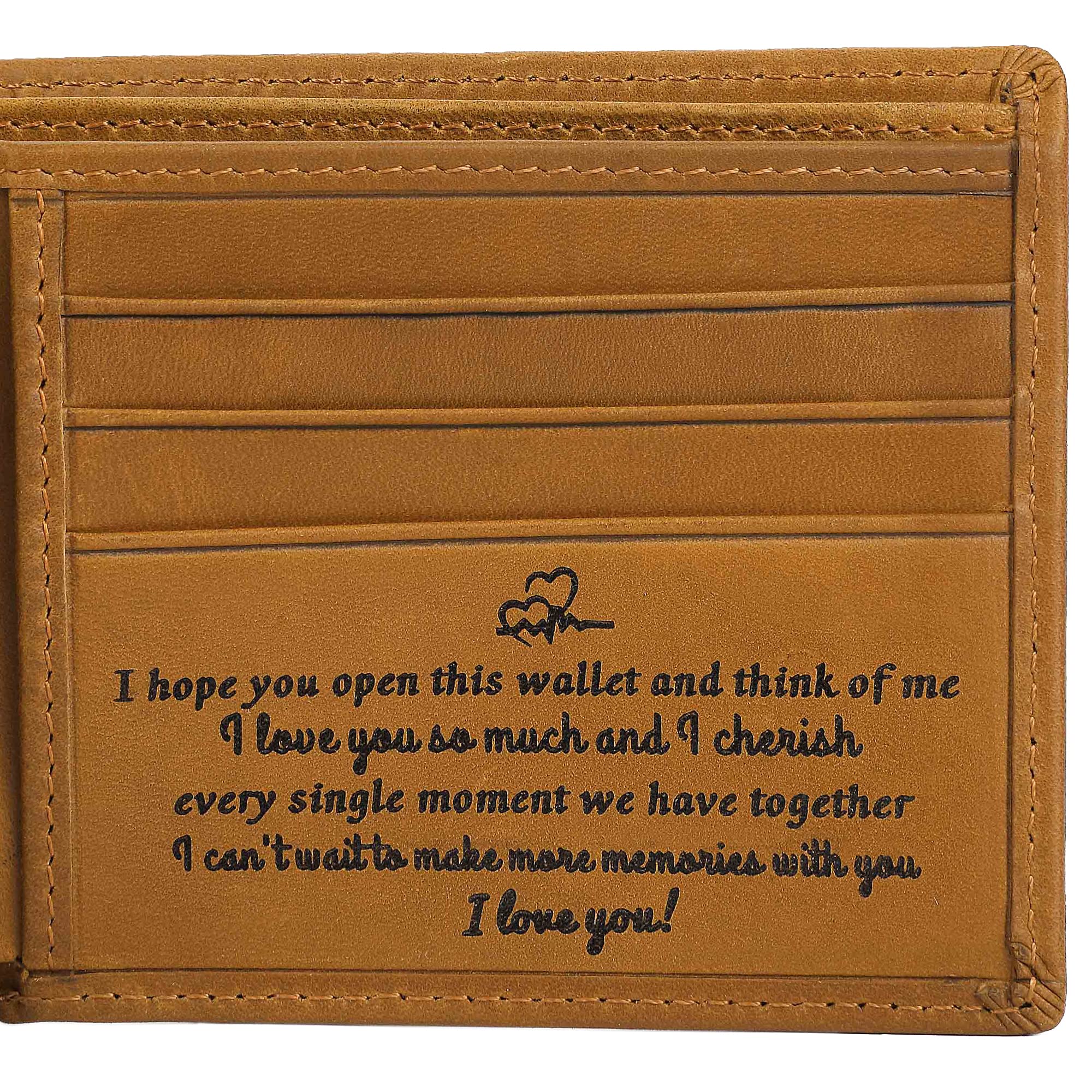 Personalized Engraved Leather Wallet for Men - Custom Gift for Husband, Boyfriend - Anniversary, Valentine's Day, Christmas Present - Perfect for Everyday Use & Special Occasions