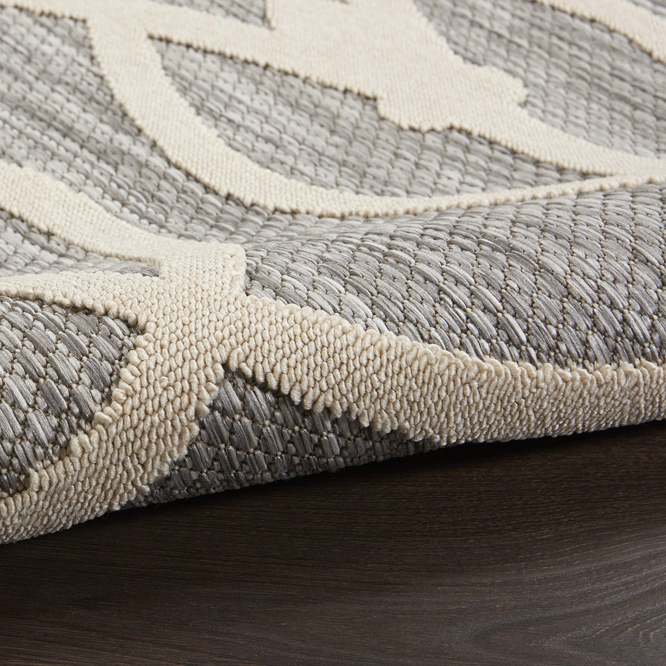 Nourison Palamos Indoor/Outdoor 6' x 9' Area Rug - Soft Grey, Easy to Clean, Non-Shedding | Perfect for Bedroom, Living Room, Dining Room, Backyard, Deck & Patio (6x9) - Adds Comfort & Style to Any Space