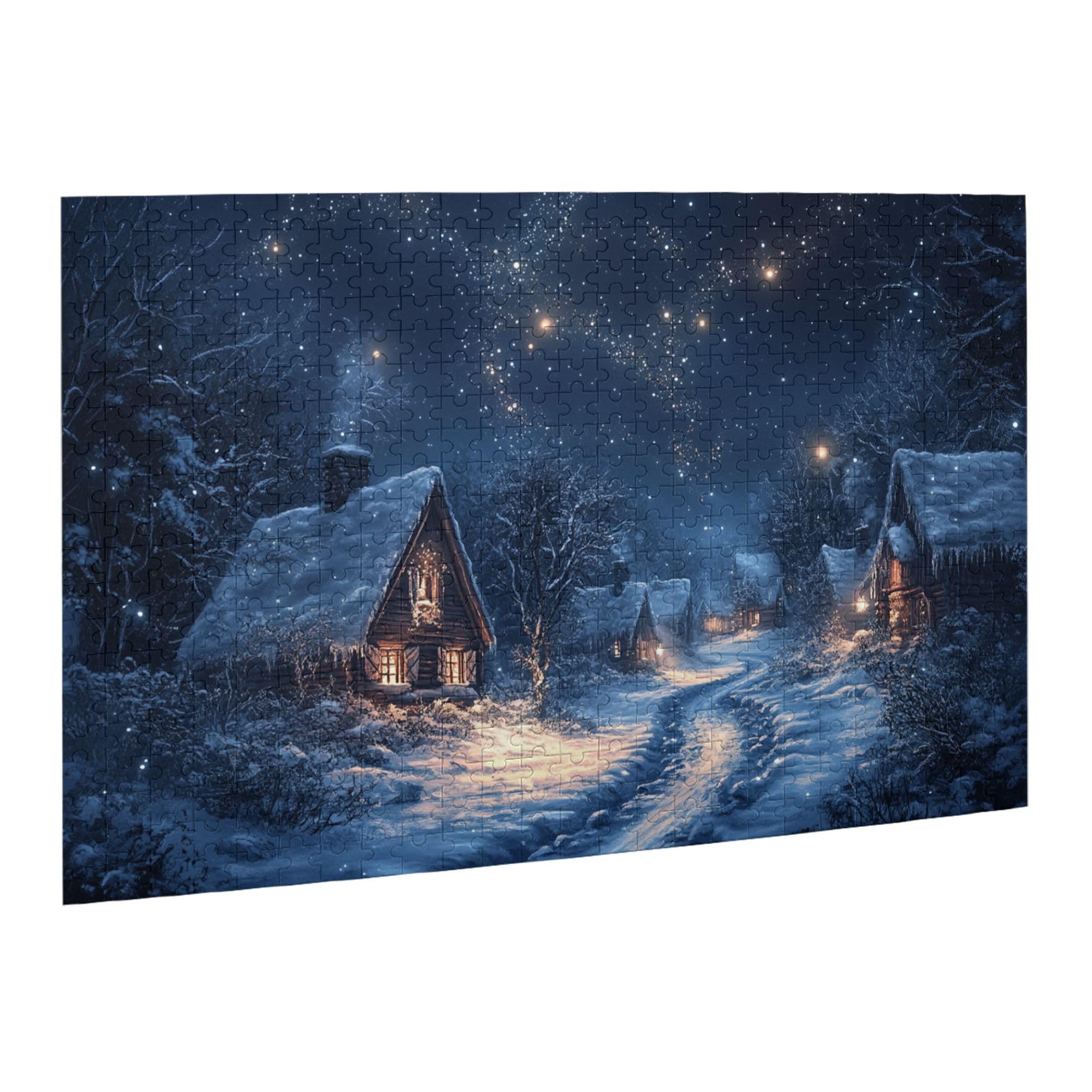 500-Piece Winter Village Wooden Jigsaw Puzzle for Adults - Holiday Christmas Scenery Puzzle Game for Mind & Body Relaxation - Perfect for Family Game Nights, Christmas Party Activities & Winter-Themed Decor