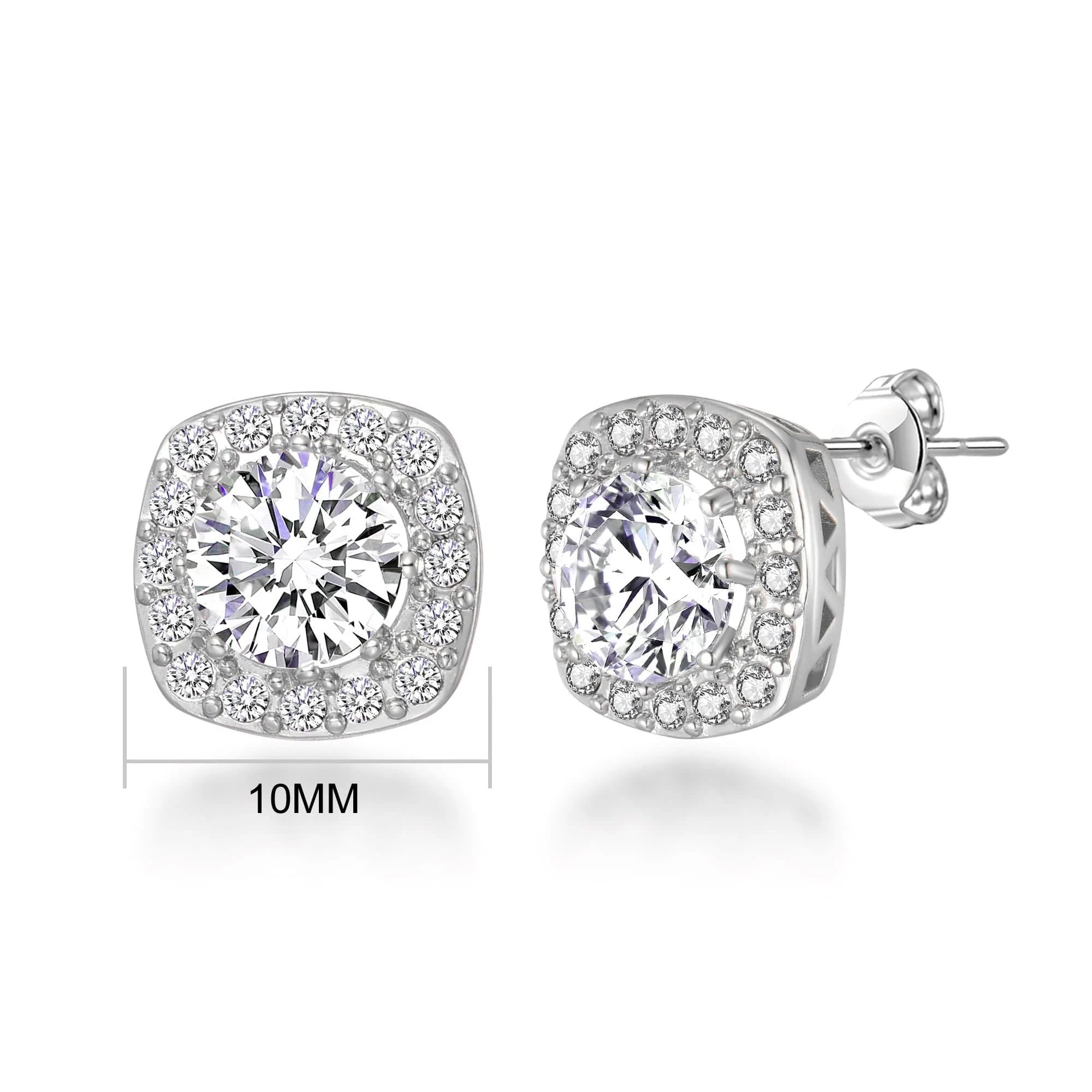 Philip Jones Silver Zircondia® Halo Earrings for Women - Party & Wedding