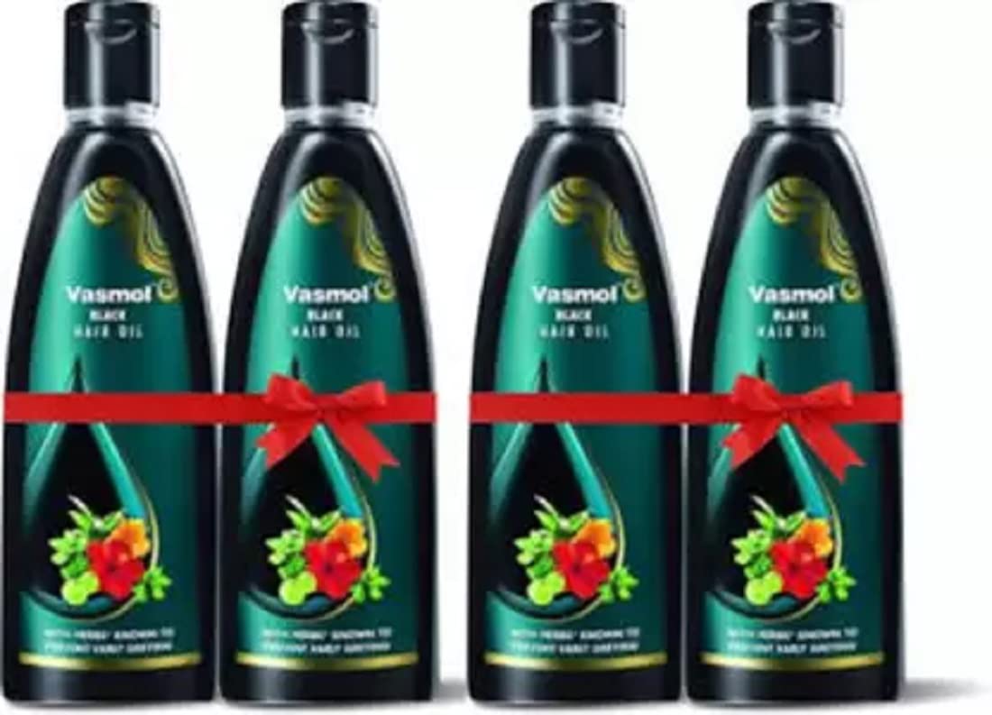 Vasmol Black Hair Oil 100ml - Pack of 4 | Natural Hair Growth Treatment for Women | Perfect for Daily Hair Care, Styling & Scalp Nourishment
