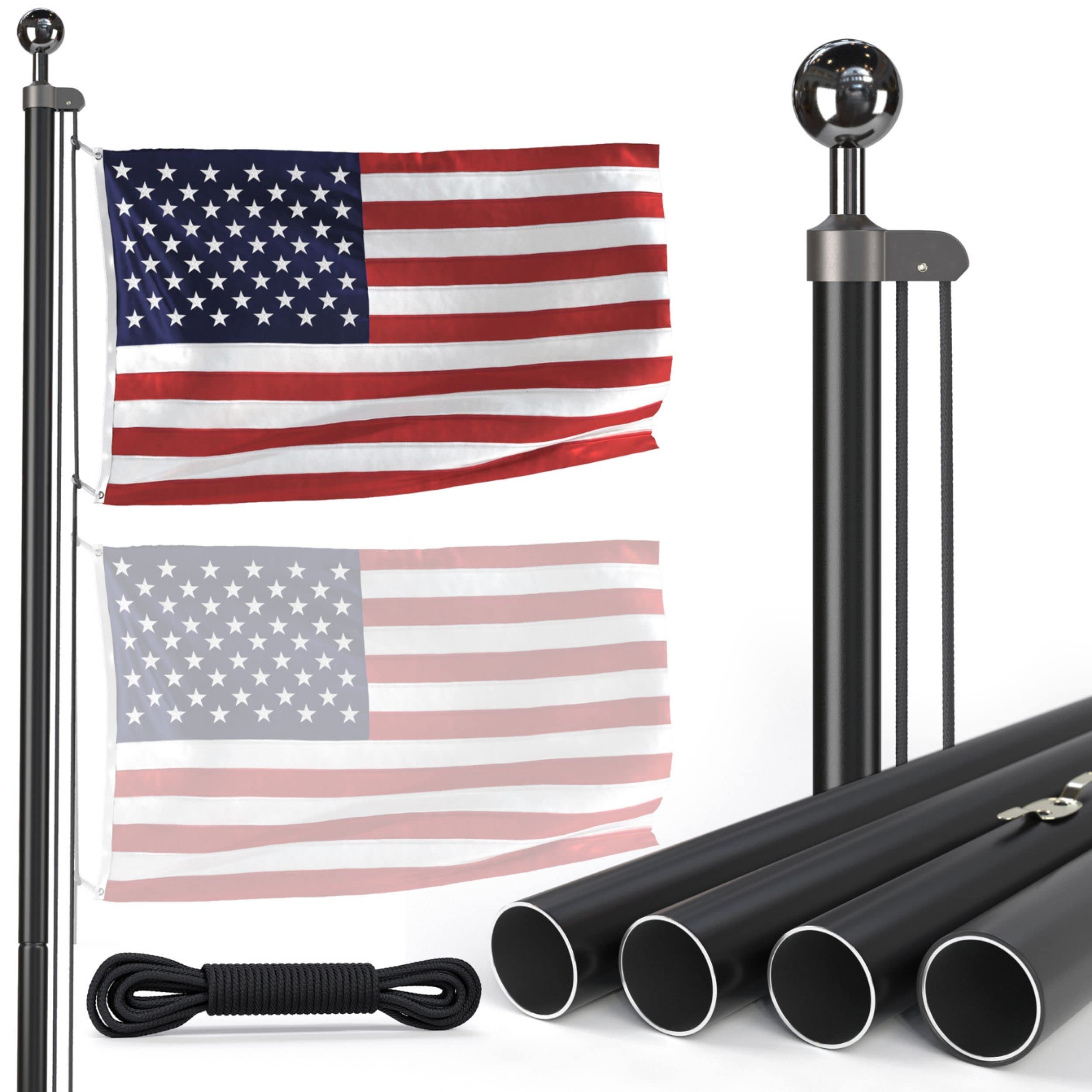 18FT Heavy Duty Flag Pole Kit for Outside – Durable US Steel Flag Poles for Outdoors, In-Ground Installation, All American Pole with 4x6 Embroidered Flag – Perfect for Residential, Commercial & Patriotic Displays – Made in USA by Rushmore