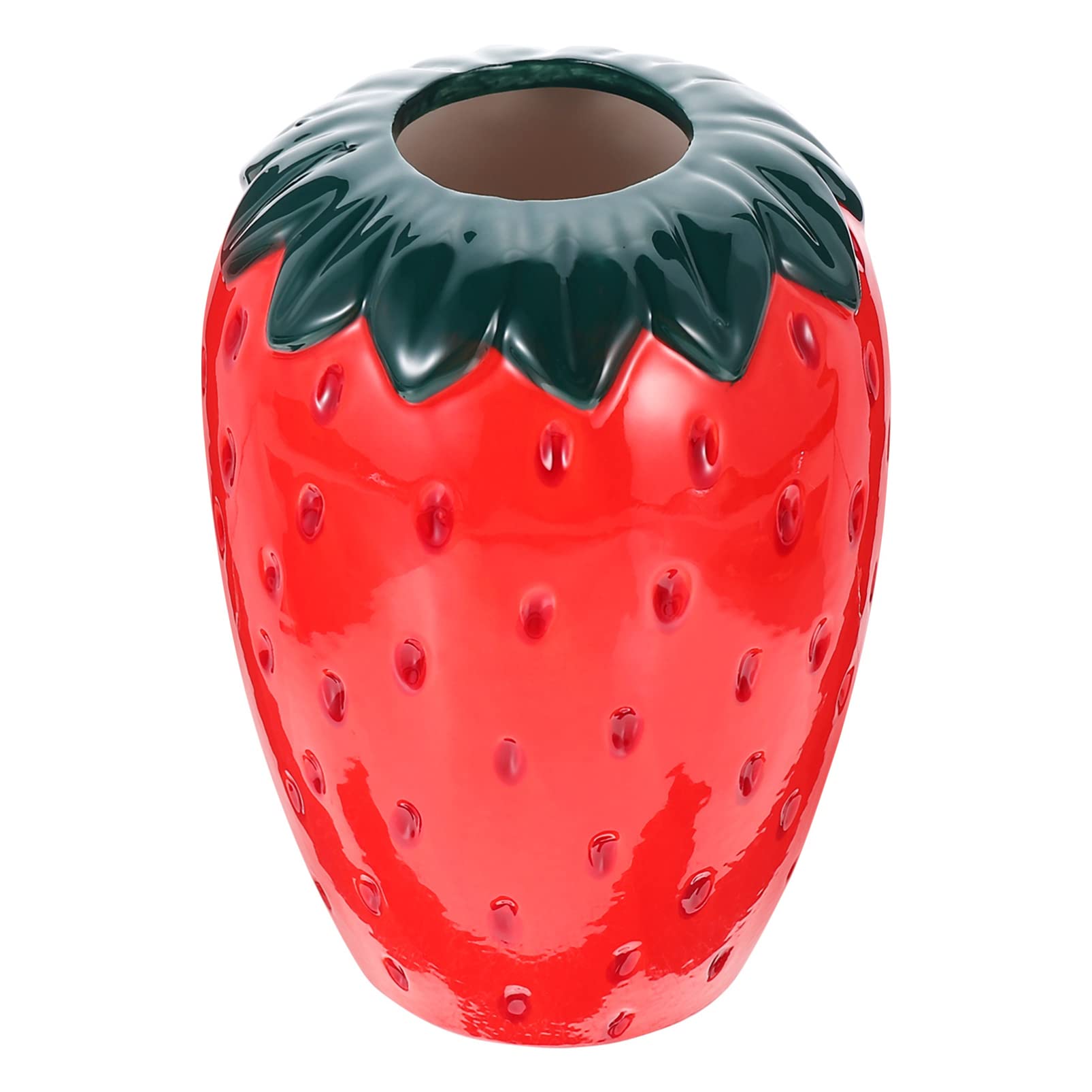Milisten Ceramic Vase with Strawberry Design - Unique Decorative Flower Arrangement Holder for Home & Kitchen Decor (15X10.5cm) | Perfect for Centerpieces, Wedding Decor, and Farmhouse Style Accents