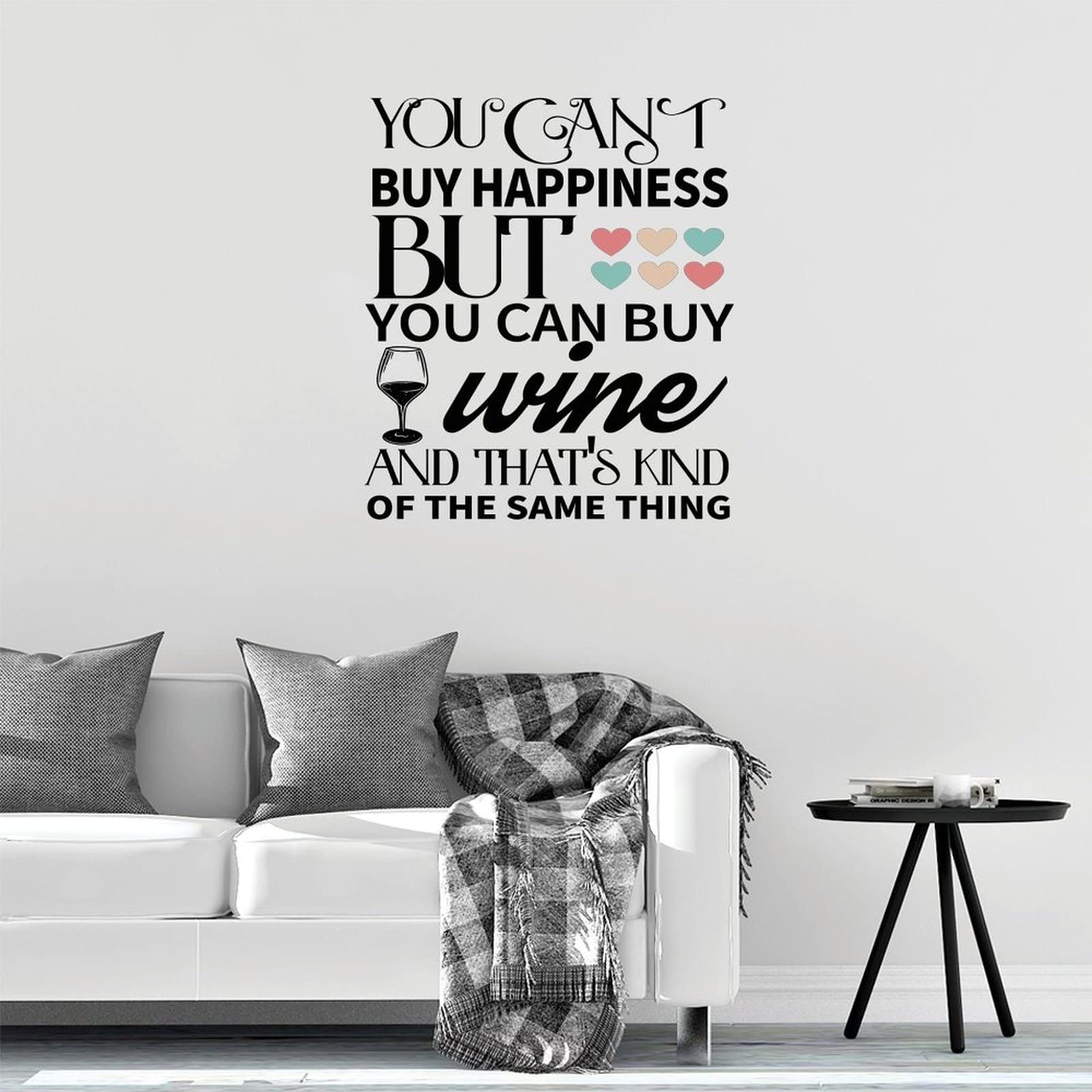 Funny Wine Quote Wall Decal - 'You Can't Buy Happiness But You Can Buy Wine' - 28