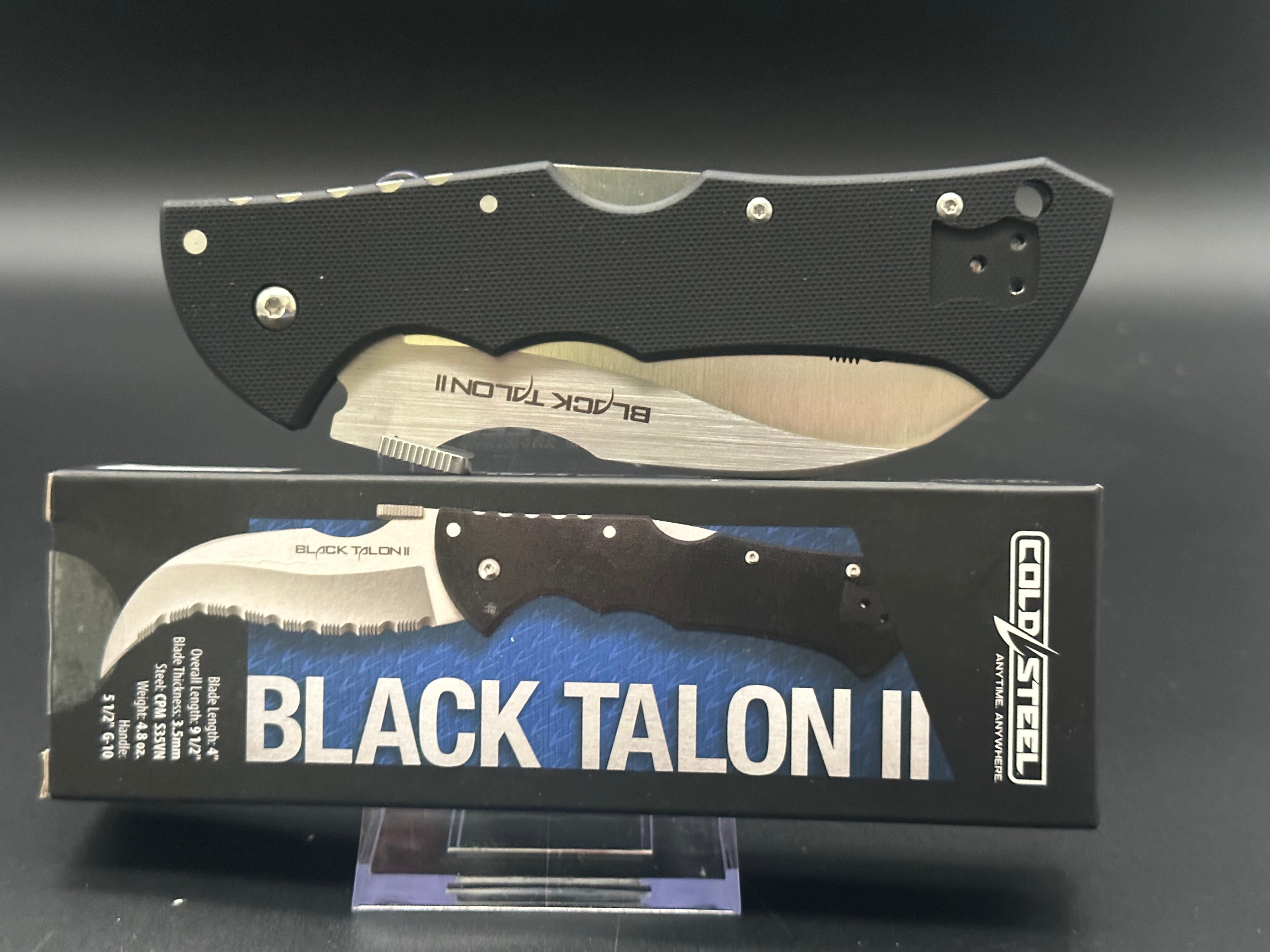 Cold Steel Black Talon II Folding Knife - Tactical EDC Pocket Knife with Secure Lock for Outdoor, Camping, Survival & Everyday Carry (EDC)