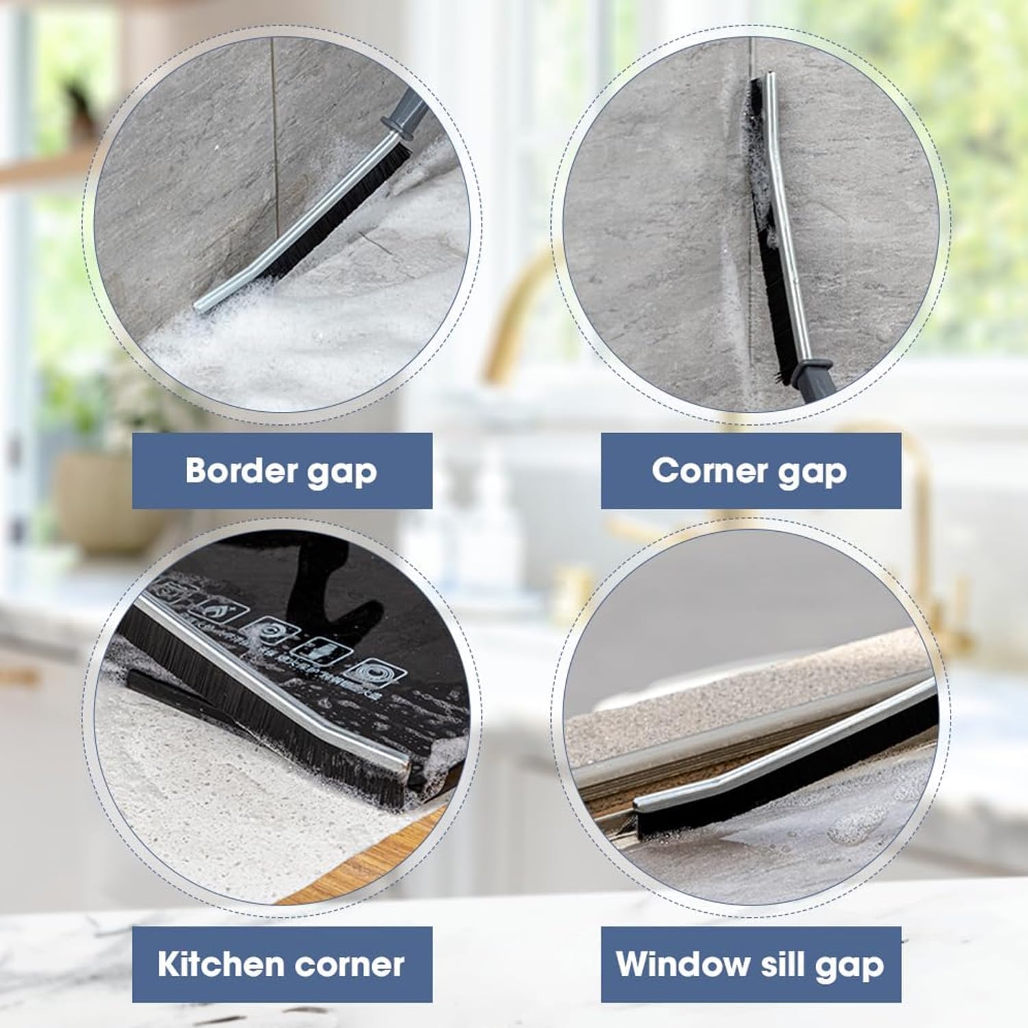Hard Bristle Crevice Cleaning Brush Set of 6 - Small Grout Cleaner, Toilet & Shower Tile Scrub Brush - Skinny Gap Cleaning Tools for Bathroom, Kitchen & Household Use | Perfect for Tight Spaces, Tile Grout, Sink Edges & Hard-to-Reach Areas