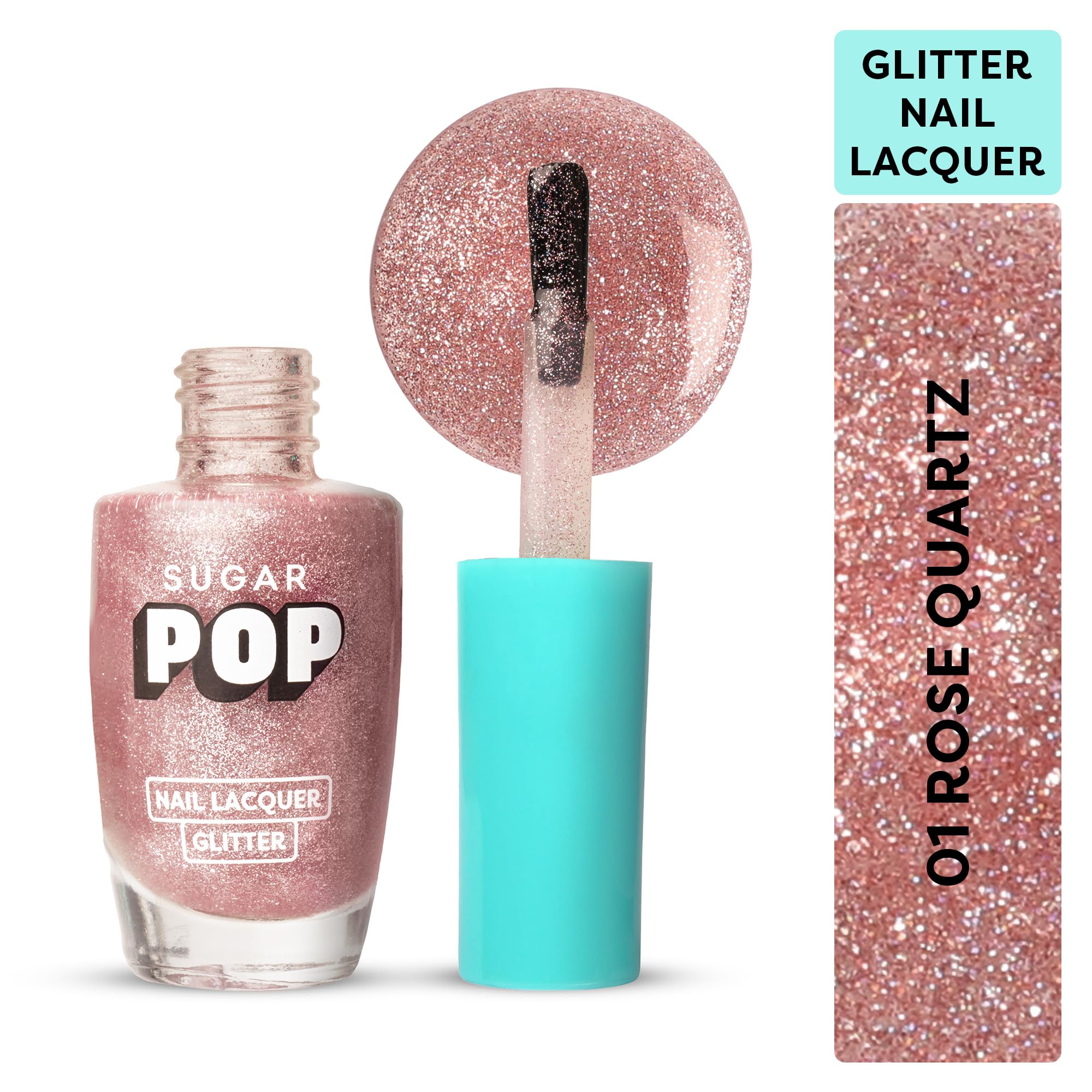 SUGAR POP Glitter Nail Polish - 01 Rose Quartz (10ml) | Quick-Drying, Chip-Resistant & Long-Lasting Shine | Perfect for Parties, Weddings & Special Occasions