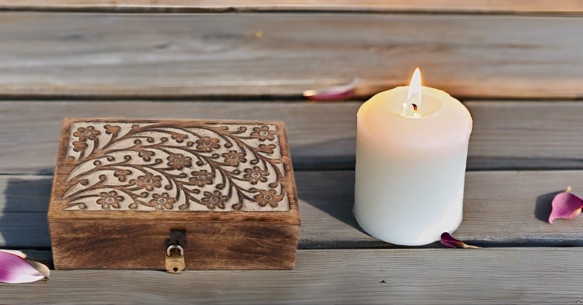 Handmade Decorative Wooden Jewelry Box with Lock & Key - Jewelry Organizer, Keepsake Box, Watch Storage - Perfect Birthday, Housewarming Gift for Women - Great for Travel, Home Decor & Special Occasions