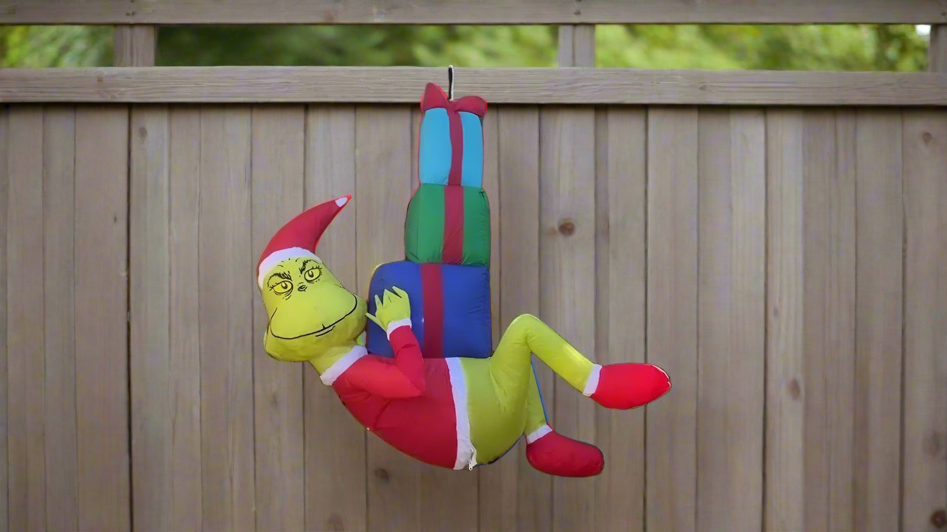 4' The Grinch Hanging Airblown® Christmas Inflatable Yard Decoration - Outdoor Holiday Decor for Lawn, Garden, and Party Decorations