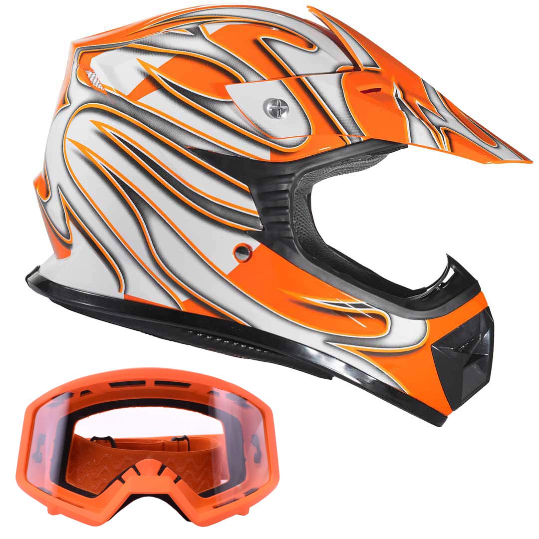 **Kids & Youth Offroad Helmet & Goggles Combo - DOT Certified Motocross, ATV, Dirt Bike & MX Motorcycle Gear - Perfect for Trail Riding & Racing**