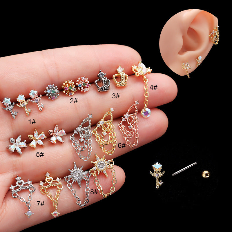 20G Butterfly Crown Dangle Chain Helix Earring - Surgical Steel Cartilage Piercing Jewelry for Women | Perfect for Everyday Wear, Parties & Special Occasions