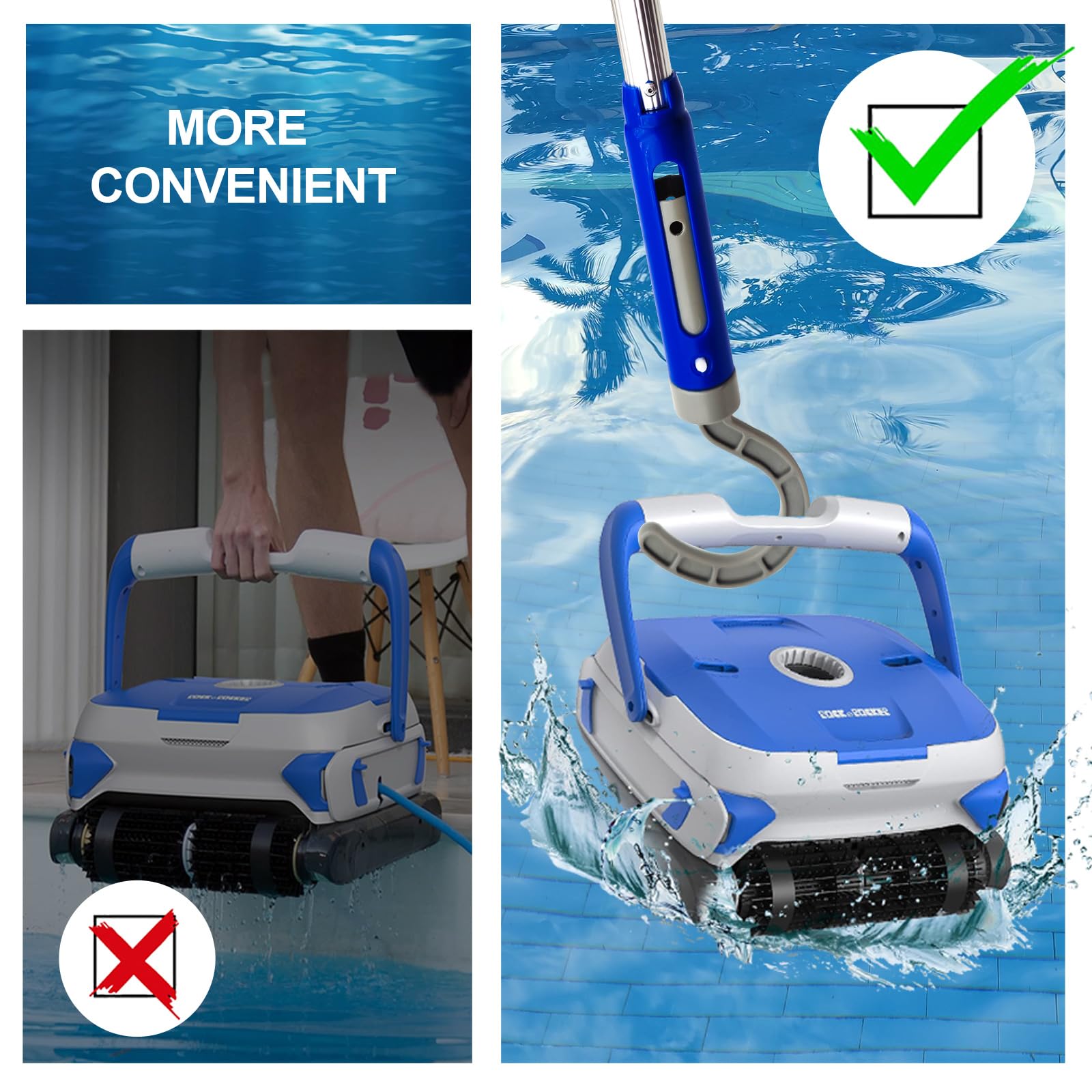 Robotic Pool Cleaner Hook for Cordless & Above Ground - Gray | Pool Vacuum Accessory