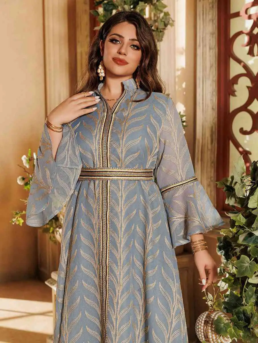 Elegant Eid Doris Embroidered Caftan Dress for Women - Boho Moroccan Kaftan with Intricate Embroidery - Perfect for Eid, Weddings, and Special Occasions