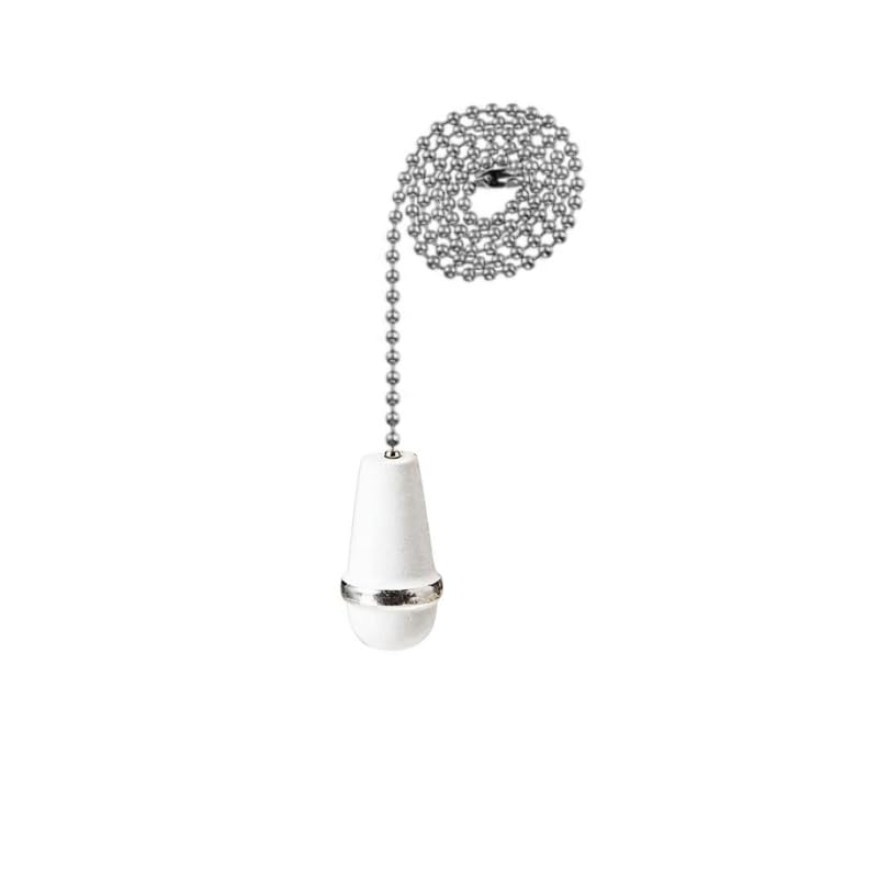 12 Inch Wooden Ceiling Fan Pull Chain Extension - 2PCS White Wood Fan Chain Connector with Ball Ornament for Ceiling Fan Light Control | Perfect for Bedroom, Living Room & Home Decor