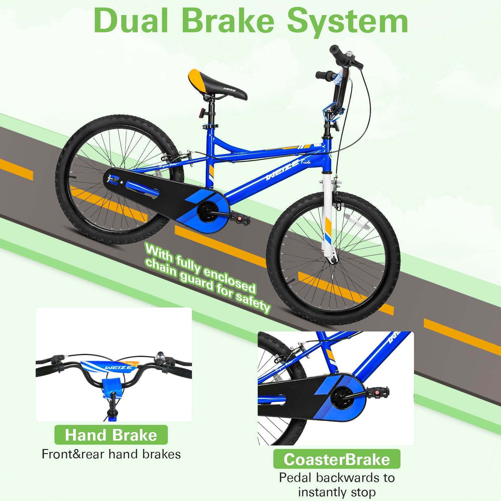 20 Inch Kids Bike for Boys & Girls Ages 6-12 Years | Adjustable Height 48-62 Inch | Coaster Brake Children's Bicycle (Blue) - Perfect for Neighborhood Rides, Park Adventures & Learning to Cycle