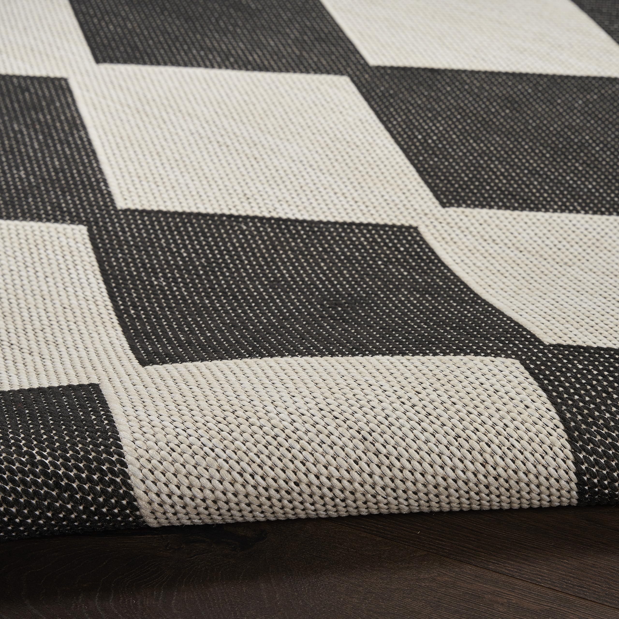 Nourison Positano 8x10 Indoor Outdoor Area Rug - Black, Easy to Clean, Non-Shedding - Perfect for Bedroom, Living Room, Dining Room, Backyard, Deck & Patio | Durable & Stylish Home Decor