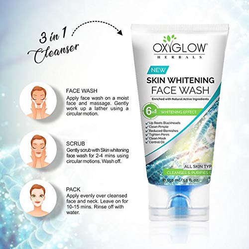 Oxyglow Skin Whitening Face Wash - Brightening Cleanser for Dark Spots & Even Tone | Gentle Daily Facial Cleanser for Glowing Skin | Perfect for Morning & Night Skincare Routine