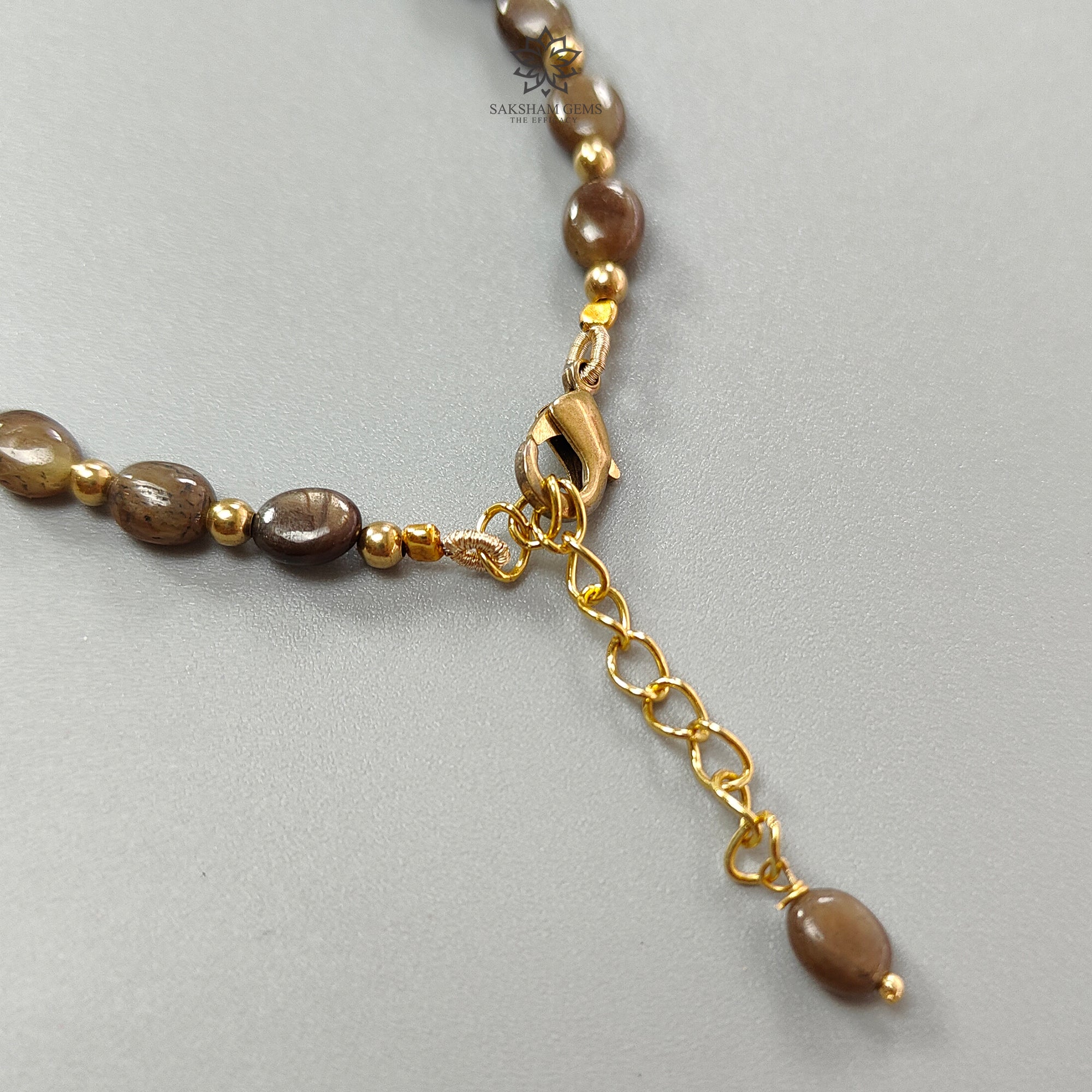 Natural Untreated Golden Brown Chocolate Sapphire Beads Bracelet - 7.19gms Oval Shape (7x5mm) Plain Brass Jewelry for Women, Boho Style, Gift for Her, Perfect for Weddings & Special Occasions