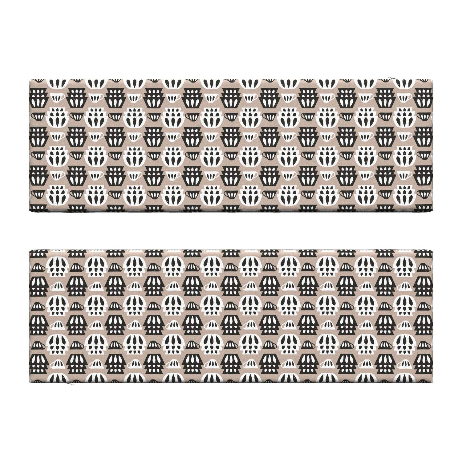 Mid Century Modern Bench Cushion Set of 2 - Neutral Tone Cup Pattern, 45x15x2 Inch Standard Foam Pad with Decorative Cover in Pale Sepia Charcoal Grey | Perfect for Living Room, Patio or Entryway Seating