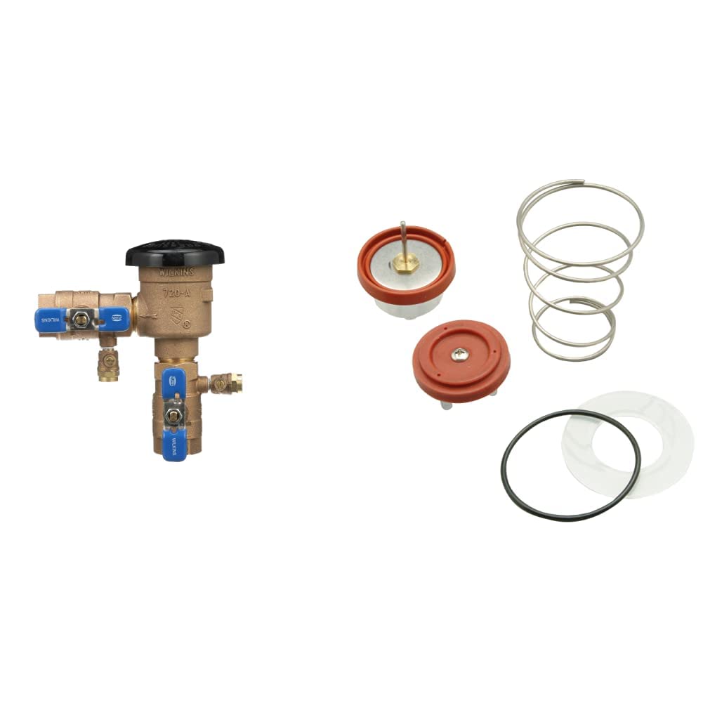 Zurn Wilkins 1-720A 1 Inch 720A Pressure Vacuum Breaker Assembly & RK1-720A Repair Kit - Backflow Prevention for Irrigation Systems, Plumbing, and Commercial Water Supply