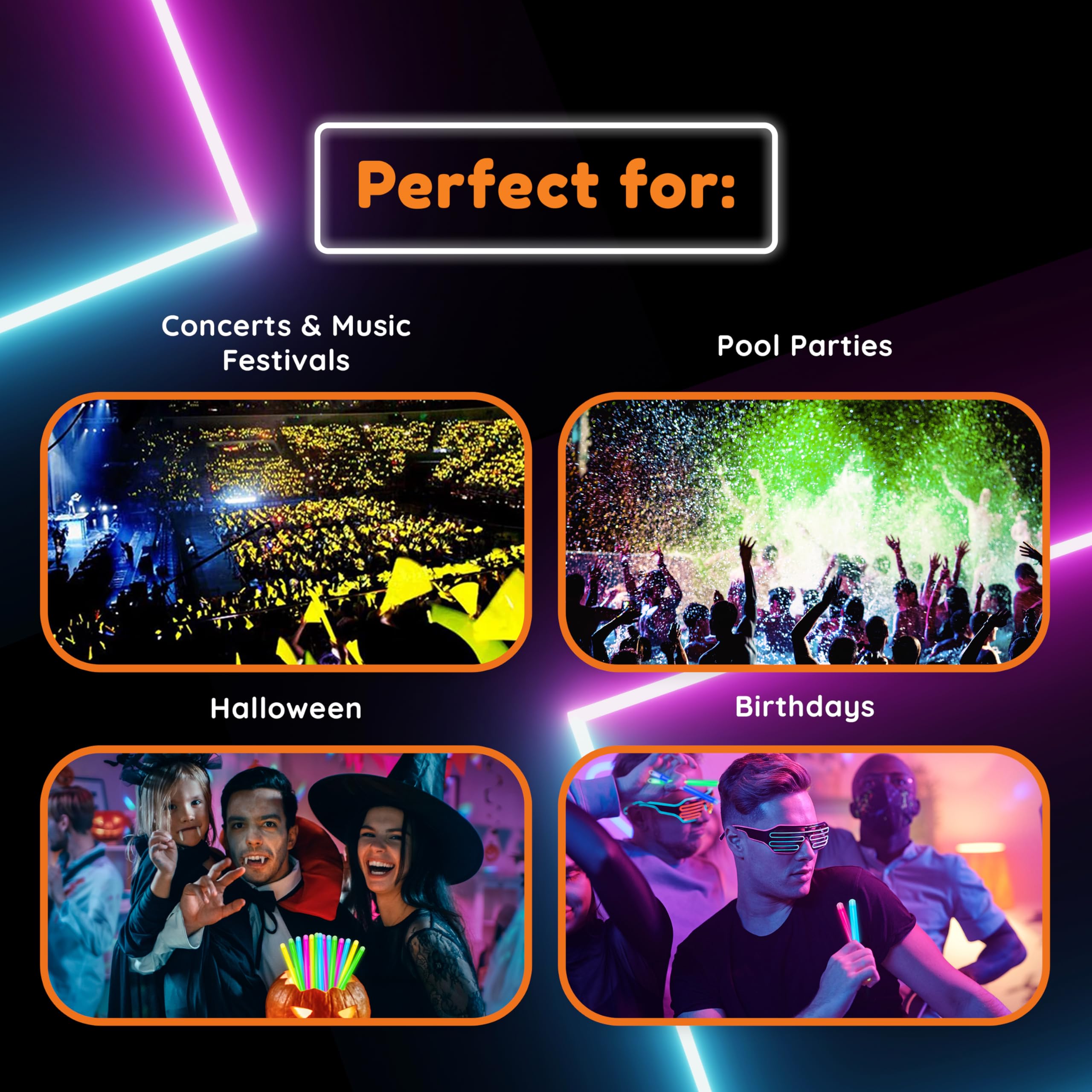 Glow Sticks Bulk 100ct - 6