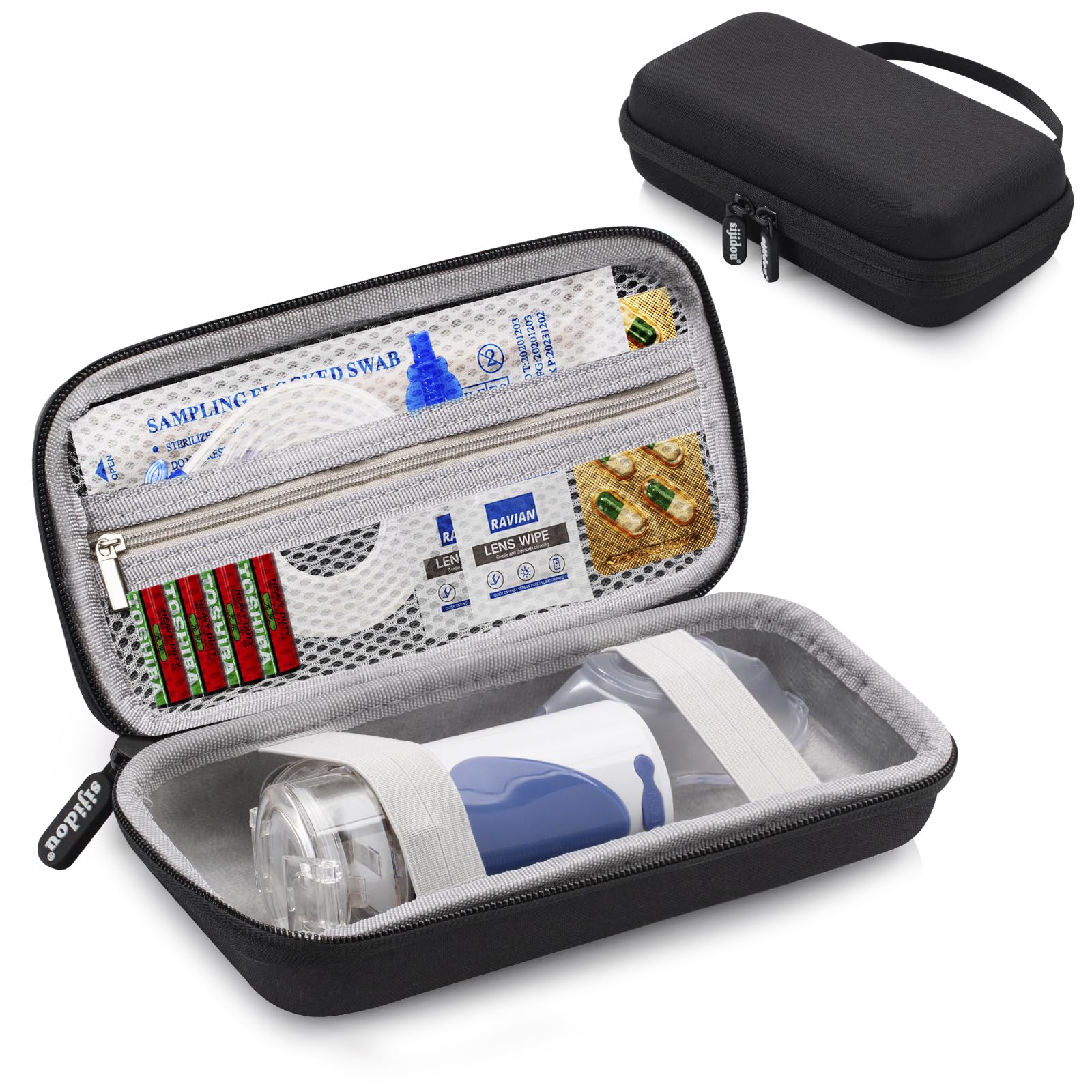 Portable Travel Nebulizer Case - Handheld Asthma Inhaler Organizer for Kids & Adults - Medical Supplies & Electronic Accessories Storage (Black) - Perfect for Home, Travel & Emergency Use