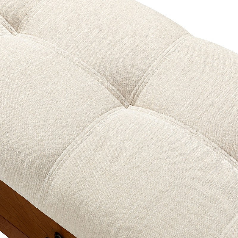Cherry Wood Upholstered Flip Top Storage Bench with Cushion - Stylish Ottoman for Entryway, Living Room & Bedroom Storage