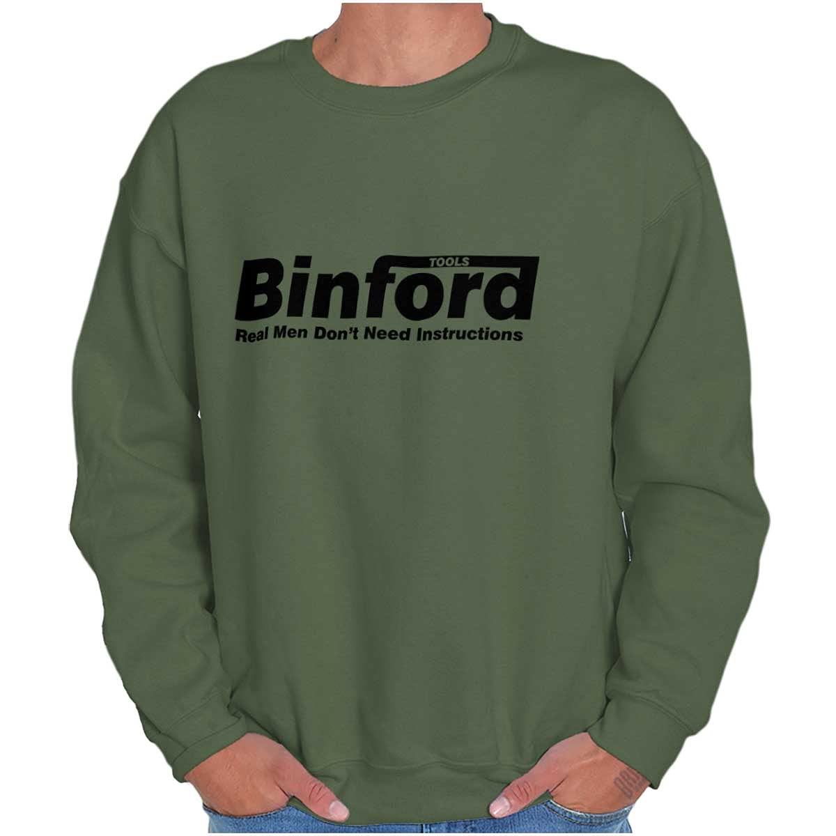 Brisco Brands Binford Tools Real Men No Instruction Sweatshirt - Unisex Comfort Fit Pullover for Men & Women - Perfect for Casual Wear, DIY Projects & Workshop Activities