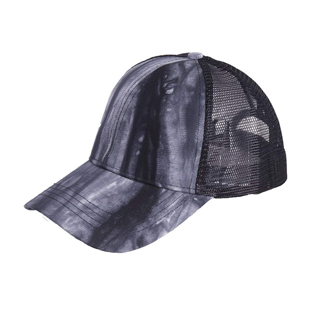 Unisex Tie-Dye Print Trucker Hat - Baseball Cap with Ponytail Hole for Tennis, Sports & Outdoor Activities | Adjustable Visor for Messy Buns & Active Lifestyles
