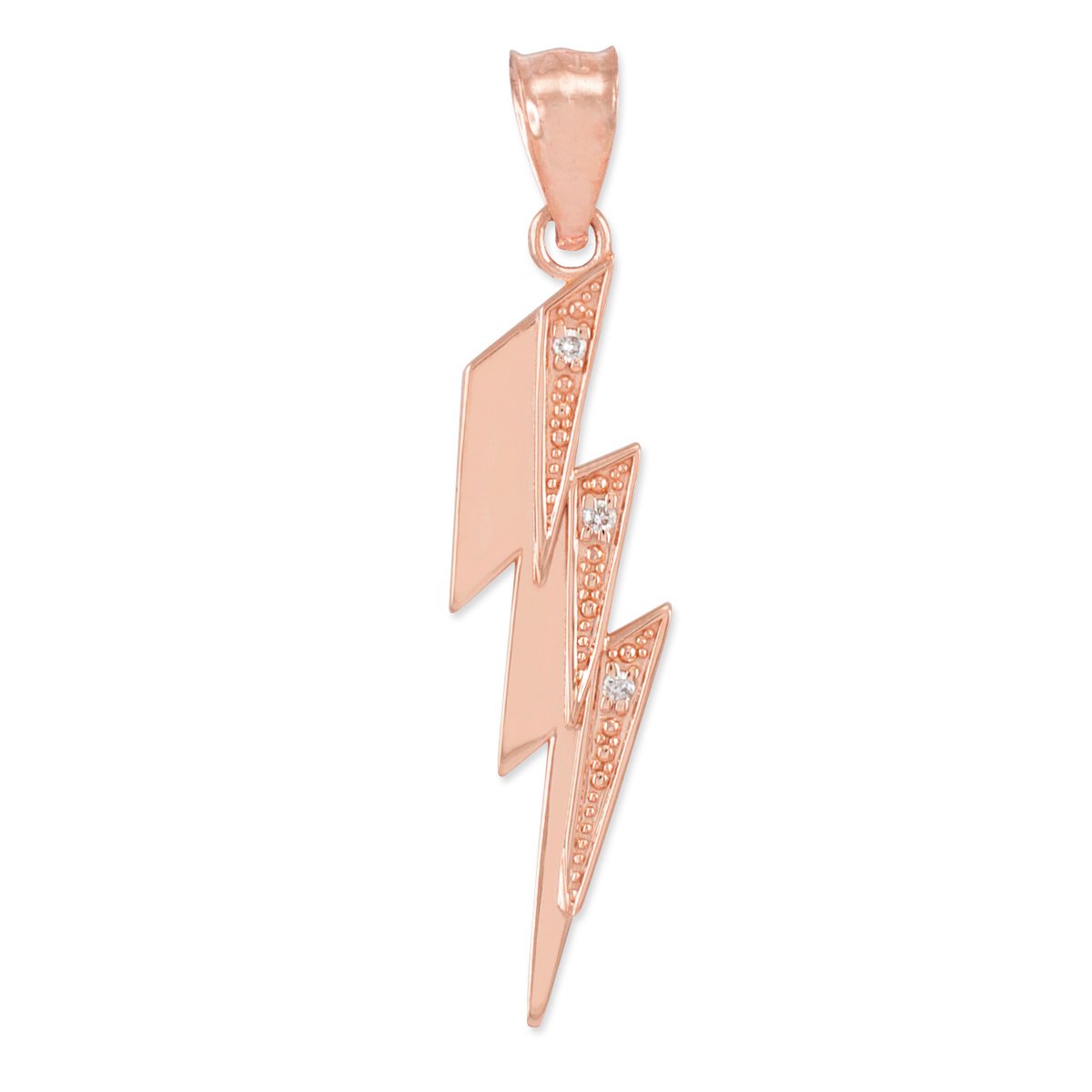 10k Rose Gold Diamond Lightning Bolt Pendant Necklace for Women - Elegant Jewelry Gift for Birthday, Anniversary & Special Occasions