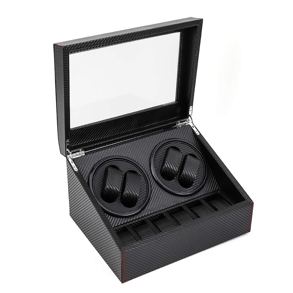 Premium Automatic Watch Winder with Dual Quiet Motors - Luxury Leather Storage Case for Men & Women's Watches (4+6 Watch Capacity) - Perfect for Watch Collectors & Travel Enthusiasts