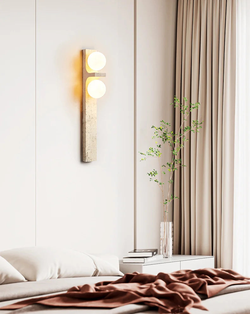 Lumina Twin Globe Marble Wall Sconce - Modern Marble & Glass Wall Light Fixture for Bedroom, Living Room, Hallway - Elegant Home Decor Lighting