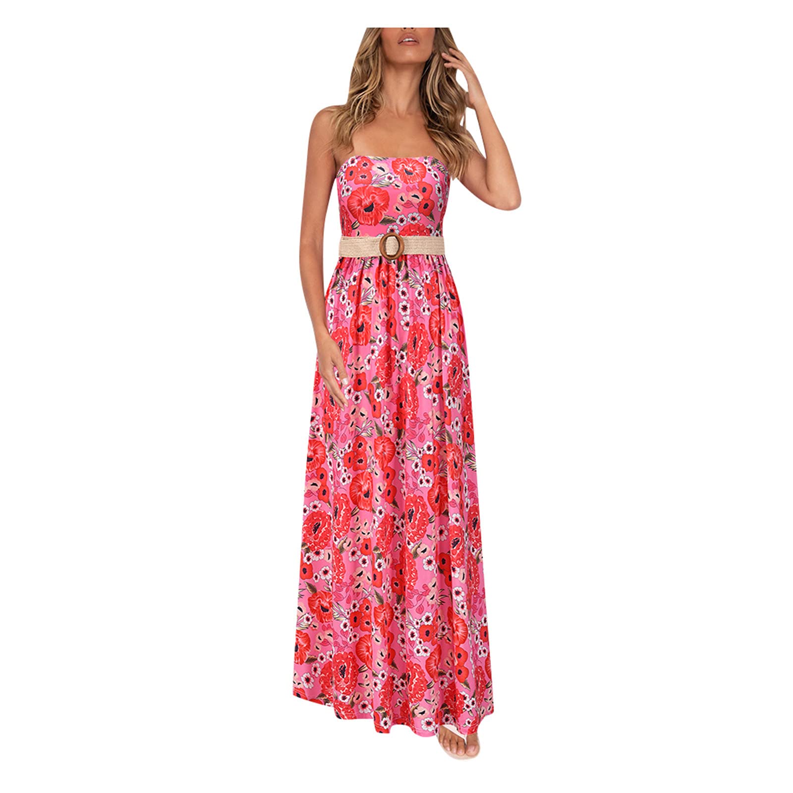 ETHKIA Women's Floral Print Sleeveless Summer Dress - Casual Long Sling Dress for Beach, Vacation & Outdoor Activities | Lightweight & Comfortable Women's Fashion Dress