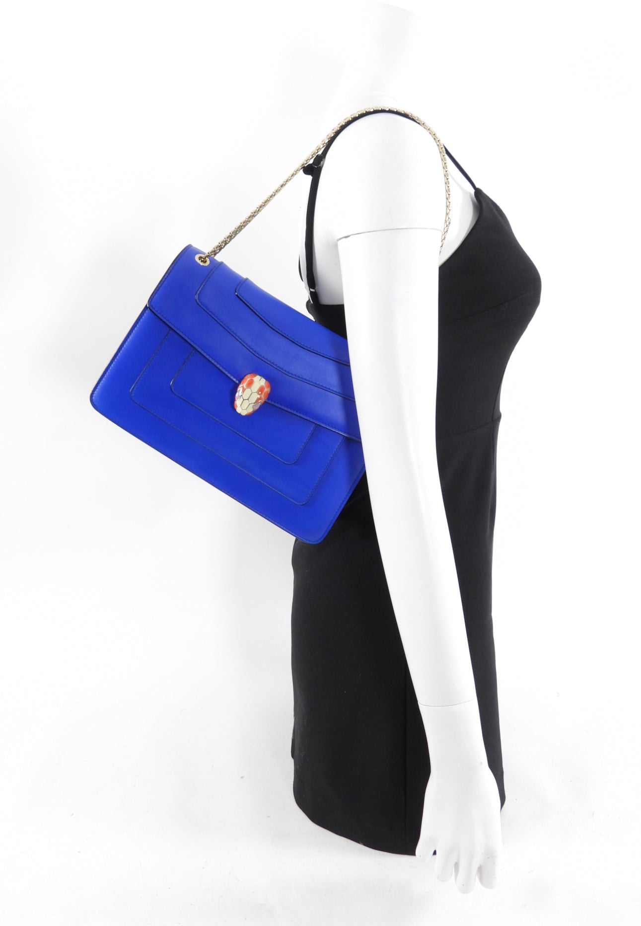 Bvlgari Serpenti Forever Flap Bag in Cobalt Blue Leather - Luxury Designer Handbag for Women, Perfect for Evening Events & Special Occasions