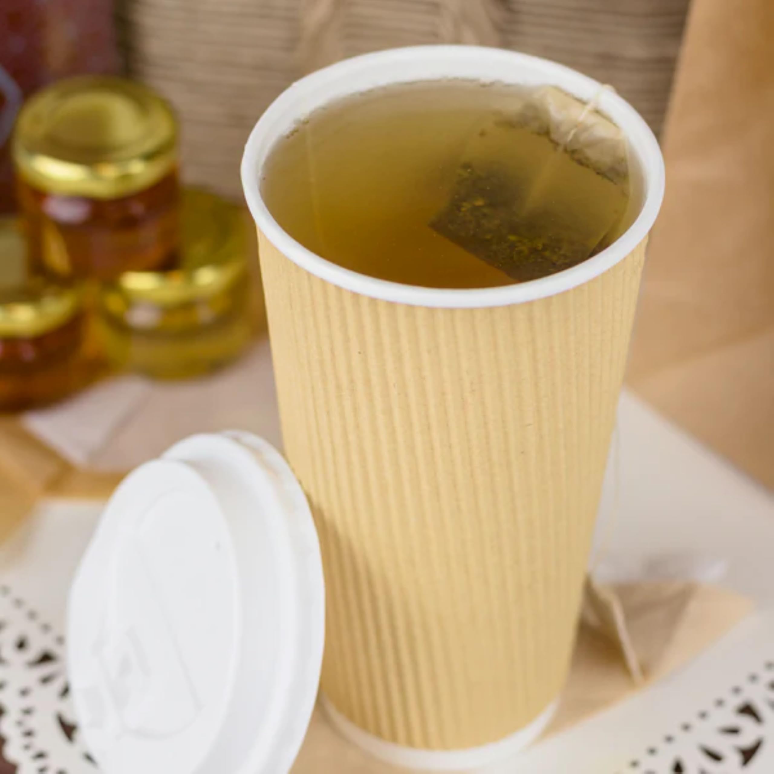 20oz Ripple Insulated Coffee Cups [500 Count] - Double Poly Lined Kraft Paper Hot Cups for Coffee, Tea & Hot Chocolate - Perfect for Cafes, Offices & Catering Events