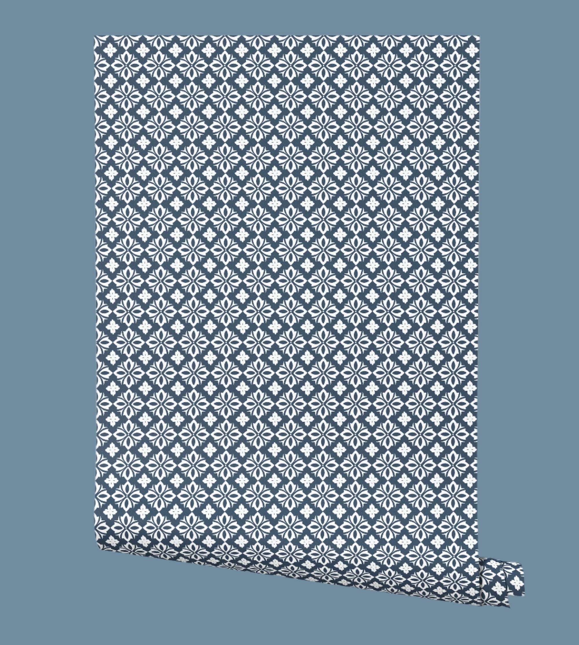 Alanna Wallpaper - Bute Blue Peel and Stick Removable Wallpaper - Self-Adhesive Wallpaper for Bedroom, Living Room, Nursery & Office Decor