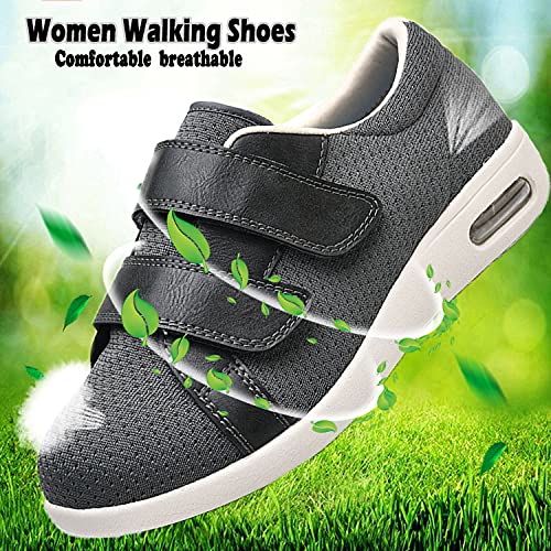 JBTNBX Wide Width Men's Shoes - Adjustable Lightweight Diabetic Walking Shoes for Elderly with Edema Relief - Comfortable Indoor/Outdoor Sneakers for Daily Wear & Senior Activities