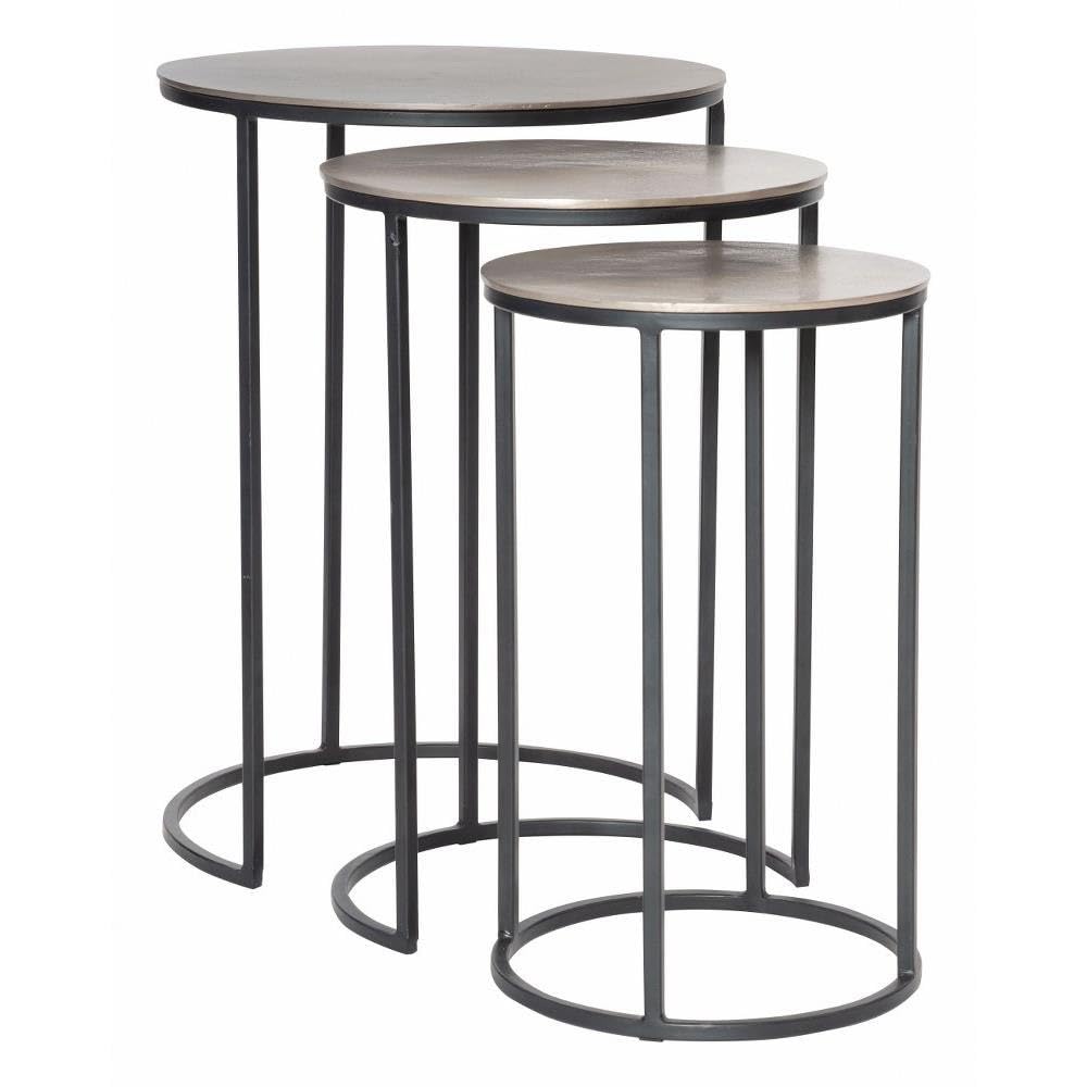 23.7 Inch Modern Metal Nesting Tables Set of 3 - Space-Saving End Tables & Accent Furniture for Living Room, Bedroom, Office (208-Bel-3826010) | Perfect for Small Spaces, Coffee Table Alternatives & Home Decor