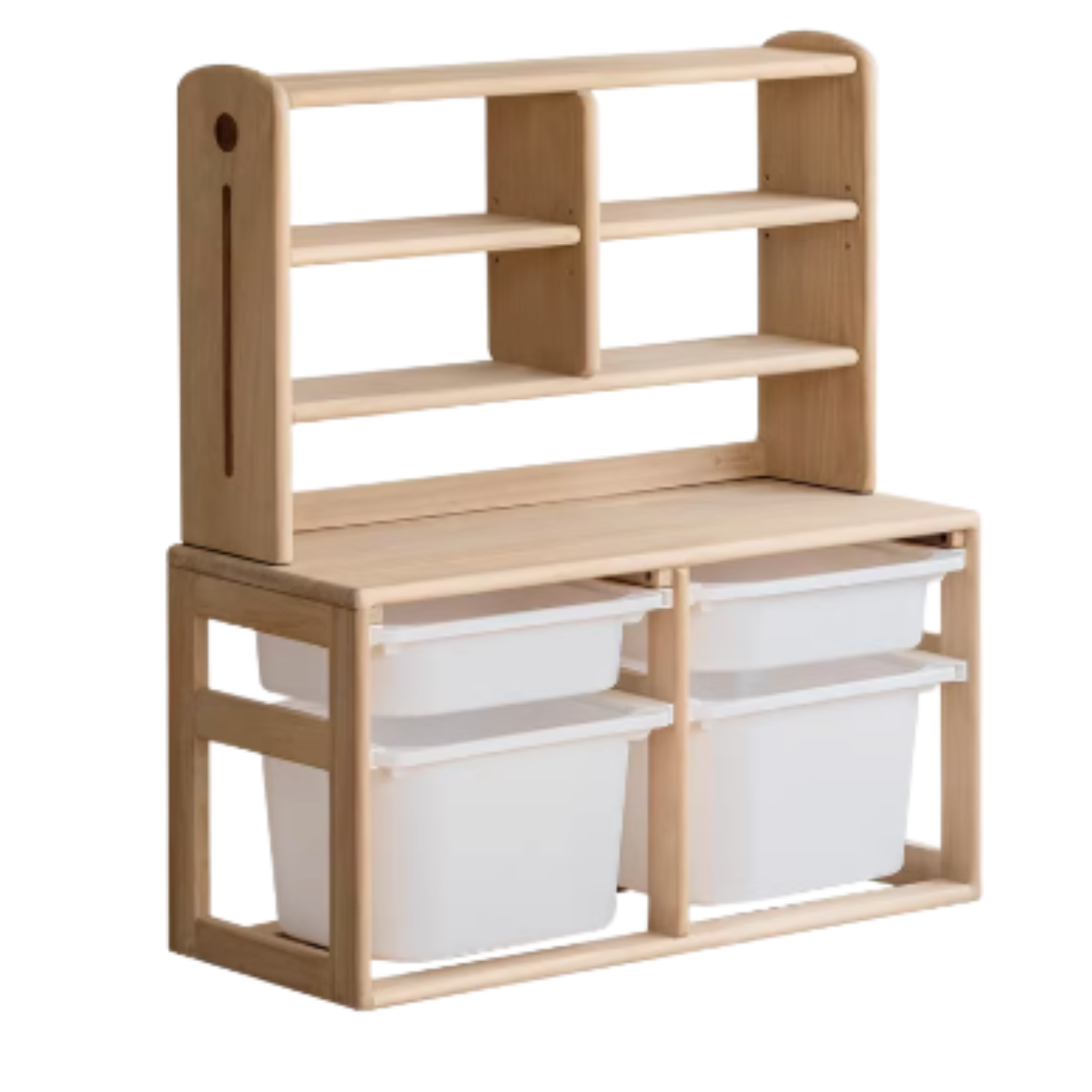 16.9x12.9x10.2 inch / 43x33x26.6 cm / Natural wood color / book and newspaper rack storage cabinet