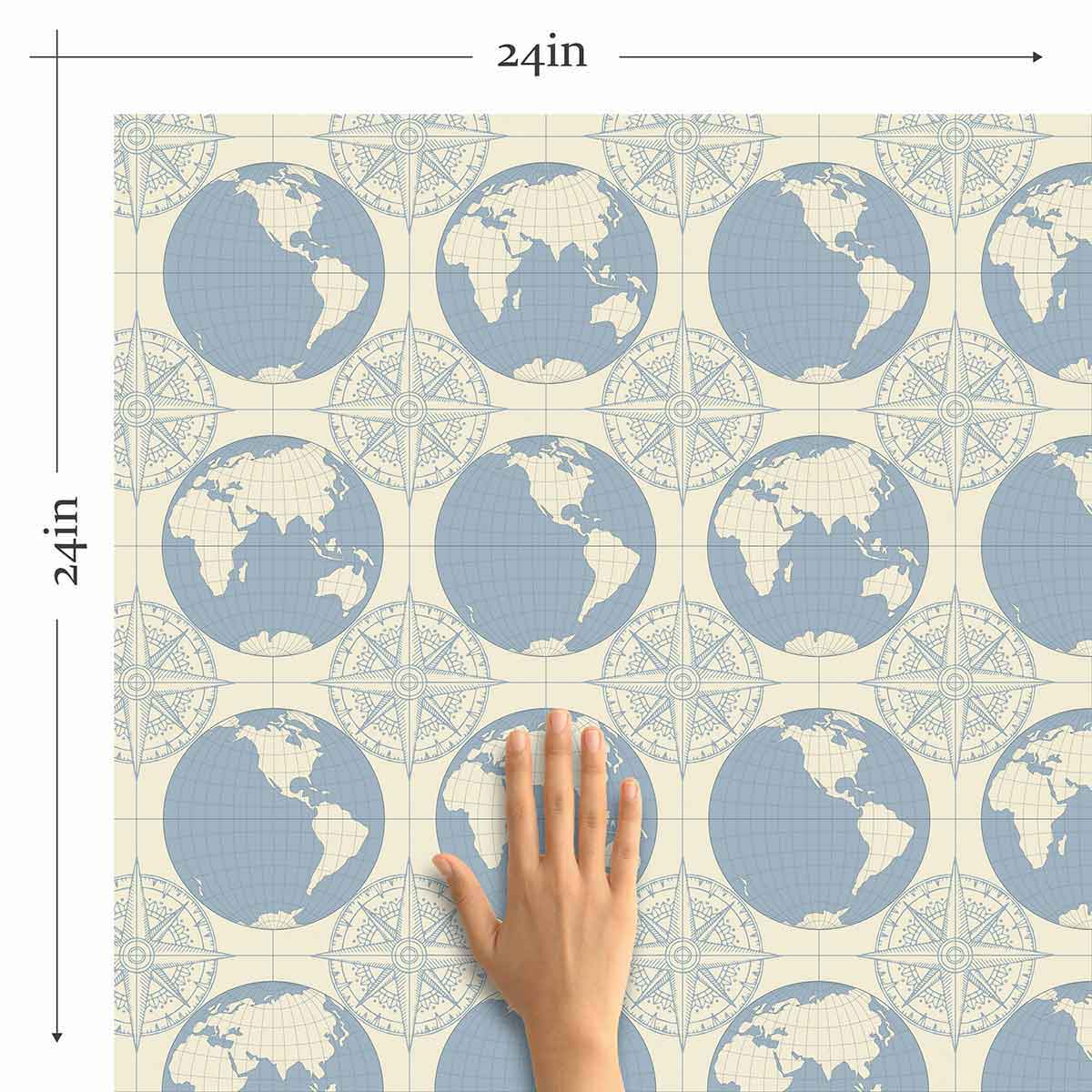 Blue Globe Peel and Stick Removable Wallpaper 8062 - Self-Adhesive Wall Decor for Bedroom, Nursery, Office & Home Renovation