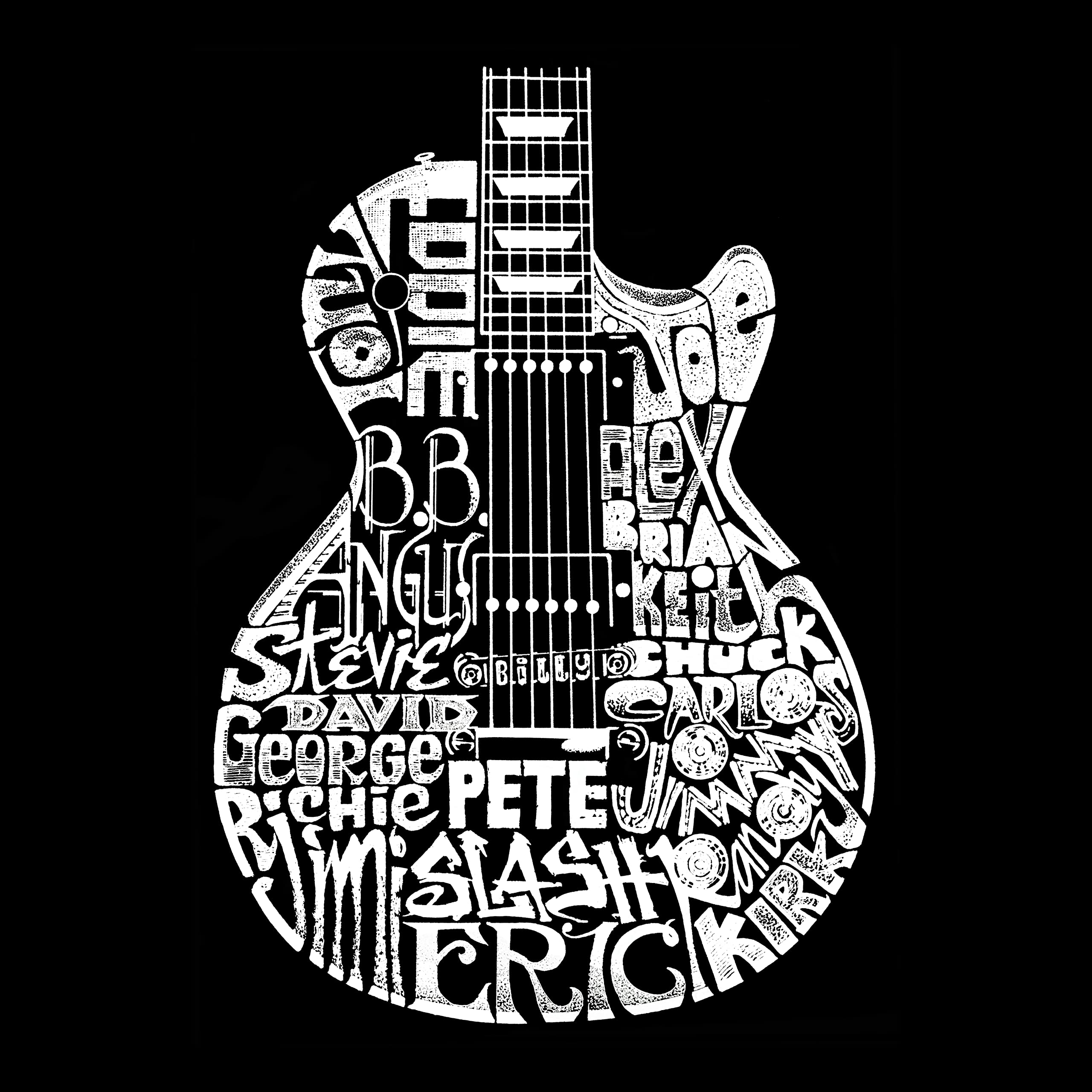 LA POP ART Women's Word Art Graphic T-Shirt - Rock Guitar Design | Casual Streetwear & Music Festival Outfit