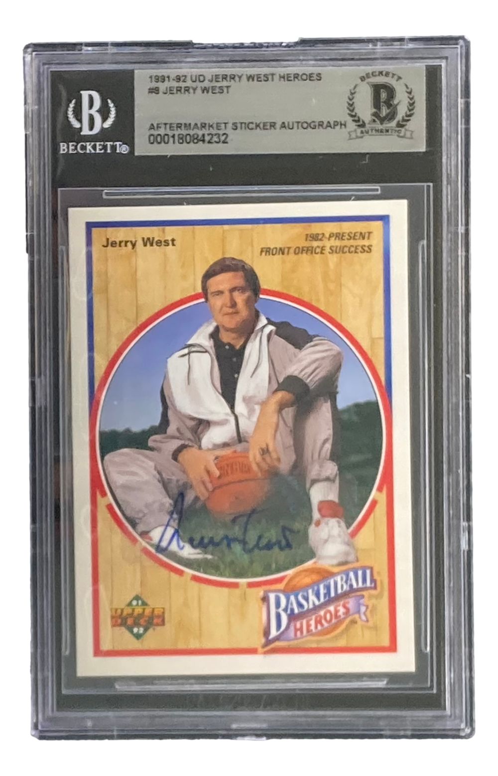Jerry West Autographed 1991-92 Upper Deck Heroes #8 Lakers Basketball Trading Card - Collectible Memorabilia for NBA Fans & Sports Card Enthusiasts