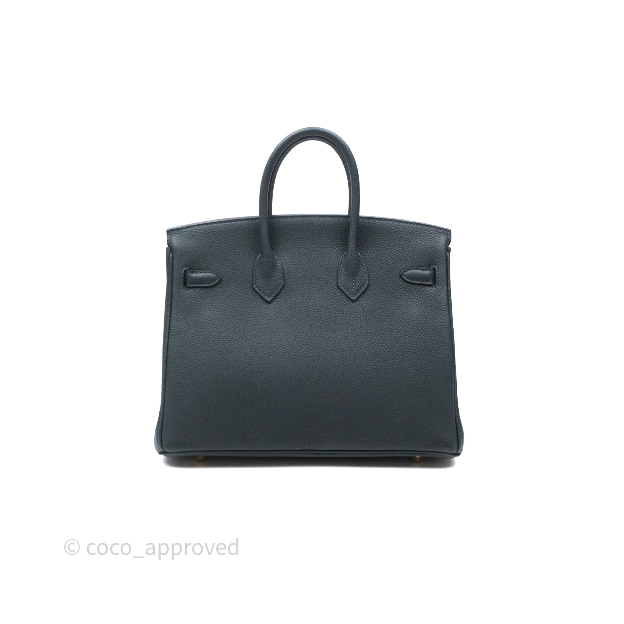 Authentic Hermès Birkin 25 Retourne Bag in Vert Rousseau Togo Leather with Gold Hardware - Luxury Handbag for Women, Perfect for Work, Travel & Special Occasions